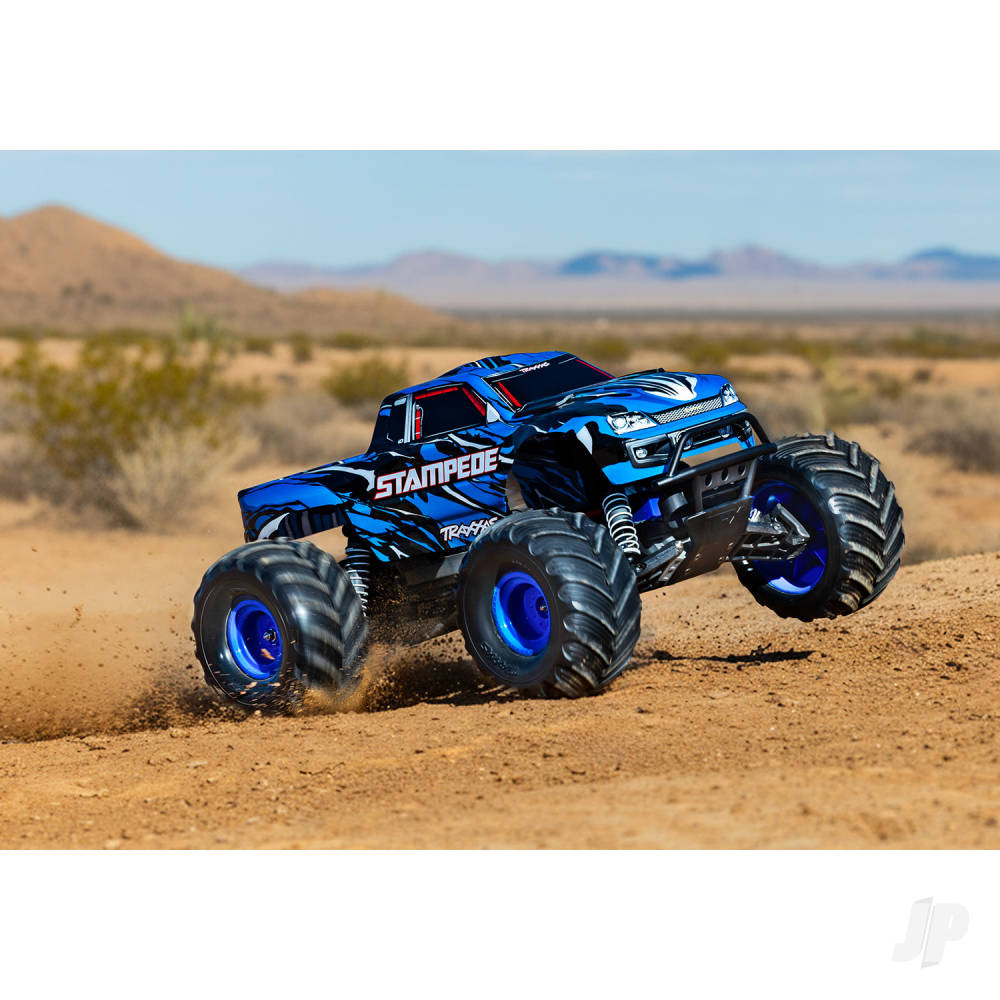 Traxxas Stampede HD 1:10 2WD RTR Monster Truck, BlueX (+ TQ 2-ch, XL-5, Titan 550, 7-Cell NiMH, 4A USB-C Charger)-4