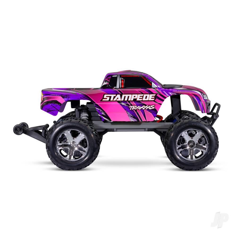 Traxxas Stampede HD 1:10 Electric 2WD RTR Monster Truck, Pink (+ TQ 2-ch, XL-5, Titan 550, 7-Cell NiMH, 4A USB-C Charger)-3