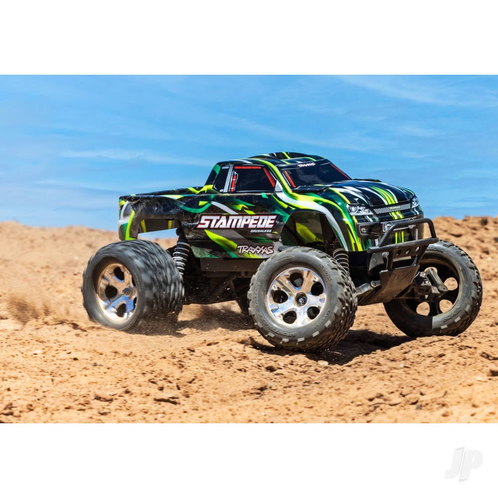 Traxxas Stampede HD BL-2S 1:10 2WD RTR Monster Truck, Green (+ TQ 2-ch, BL-2S, 3300kV, Clipless Body)-4