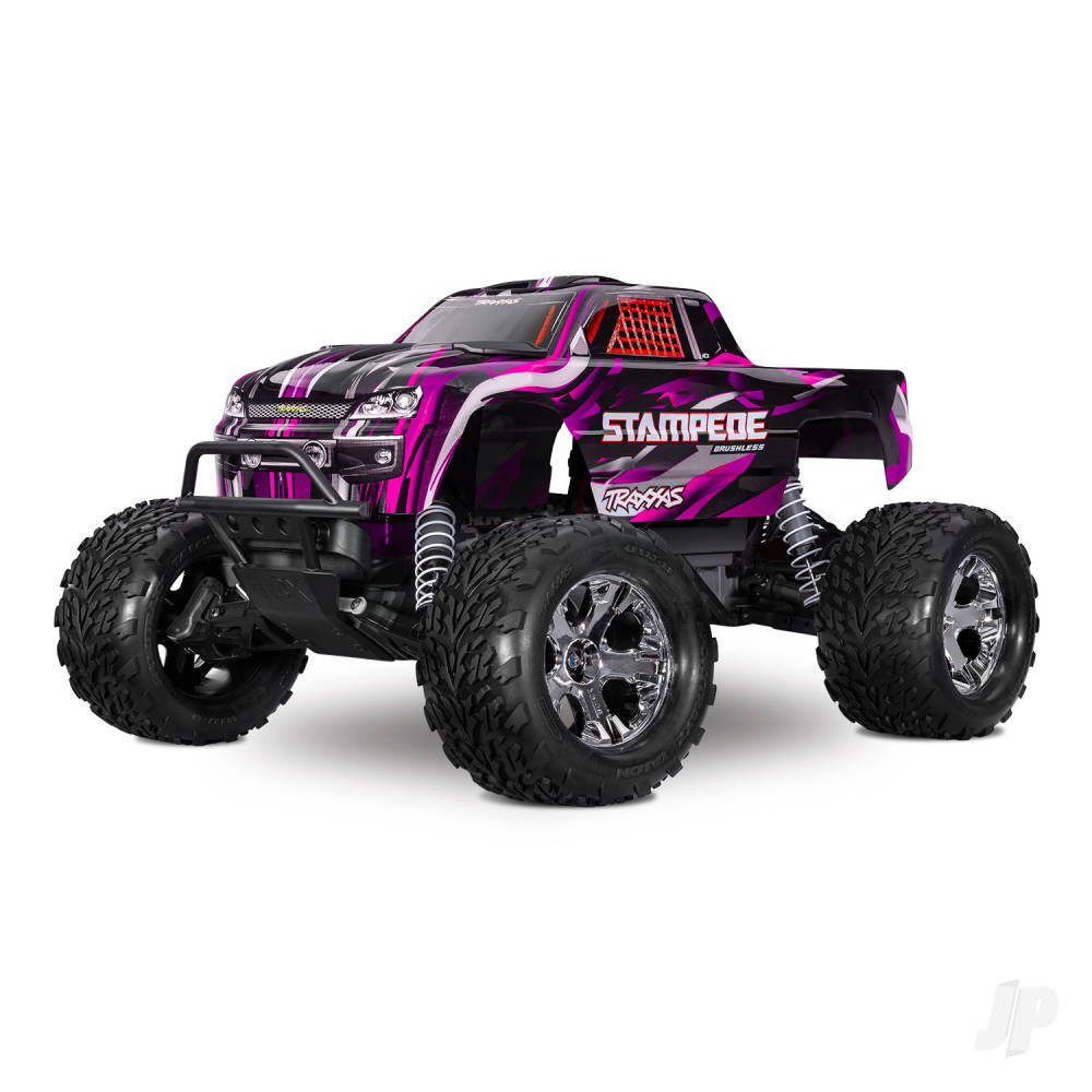 Traxxas Stampede HD BL-2S 1:10 2WD RTR Monster Truck, Pink (+ TQ 2-ch, BL-2S, 3300kV, Clipless Body)