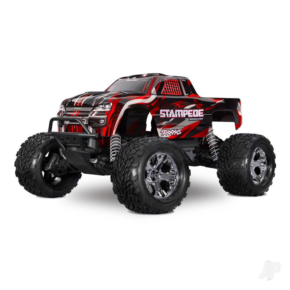 Traxxas Stampede HD BL-2S 1:10 2WD RTR Monster Truck, Red (+ TQ 2-ch, BL-2S, 3300kV, Clipless Body)