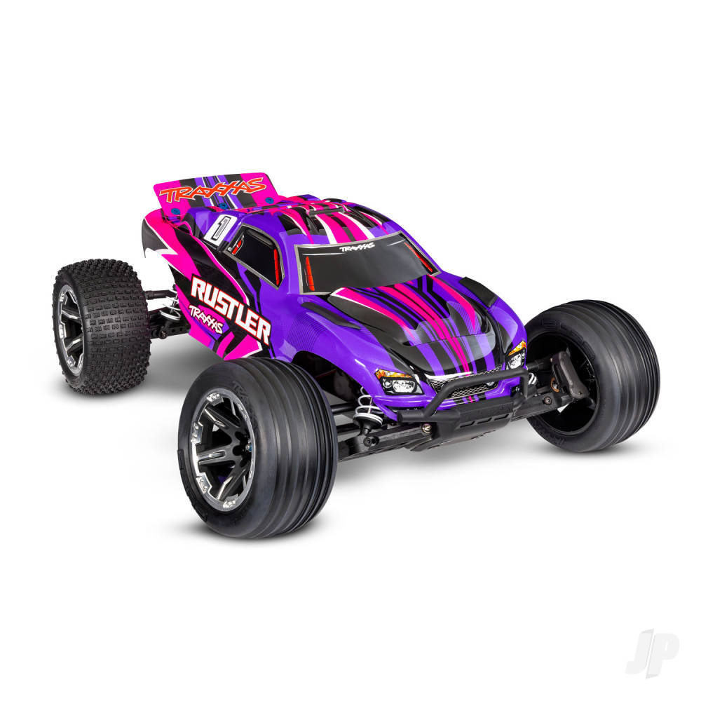 Traxxas Rustler HD 1:10 2WD RTR Electric Stadium Truck, Pink (+ TQ 2-ch, XL-5, Titan 550, 7-Cell NiMH, 4A USB-C Charger, Clipless Body)