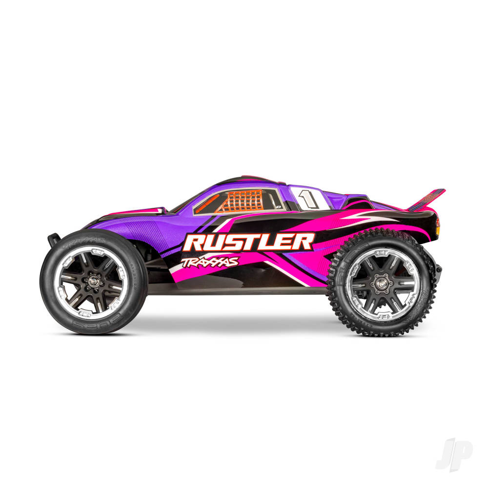 Traxxas Rustler HD 1:10 2WD RTR Electric Stadium Truck, Pink (+ TQ 2-ch, XL-5, Titan 550, 7-Cell NiMH, 4A USB-C Charger, Clipless Body)-3
