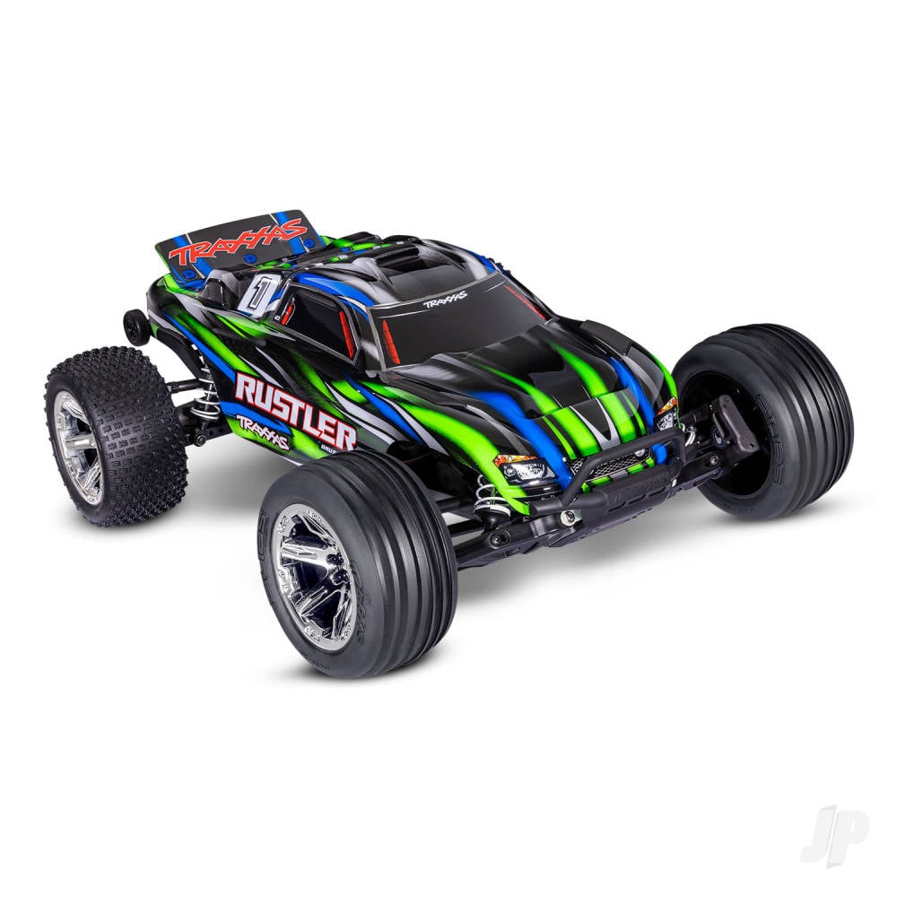 Traxxas Rustler HD BL-2S 1:10 2WD RTR Stadium Truck, Green (+ TQ 2-ch, BL-2S, 3300kV, Clipless Body)