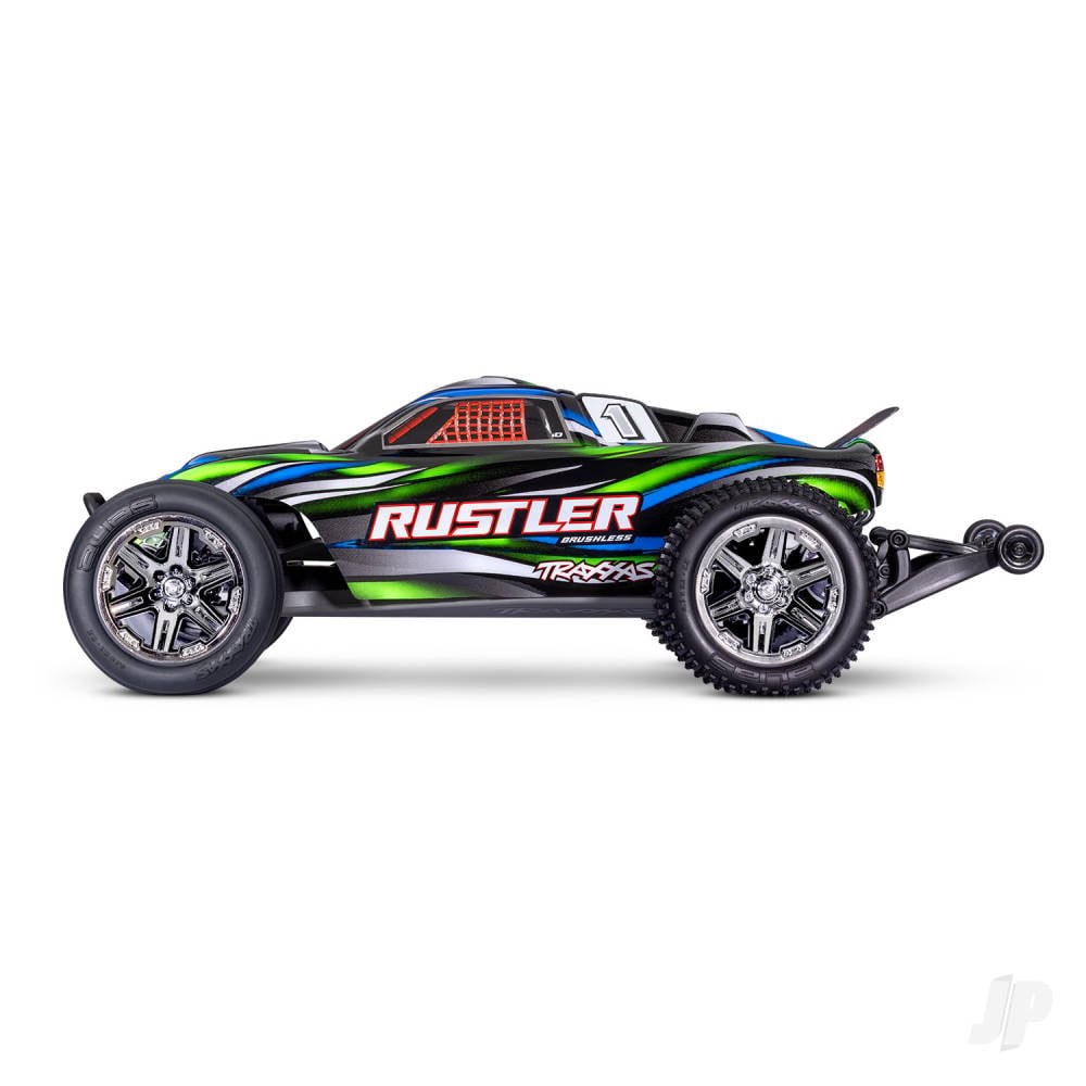 Traxxas Rustler HD BL-2S 1:10 2WD RTR Stadium Truck, Green (+ TQ 2-ch, BL-2S, 3300kV, Clipless Body)-3