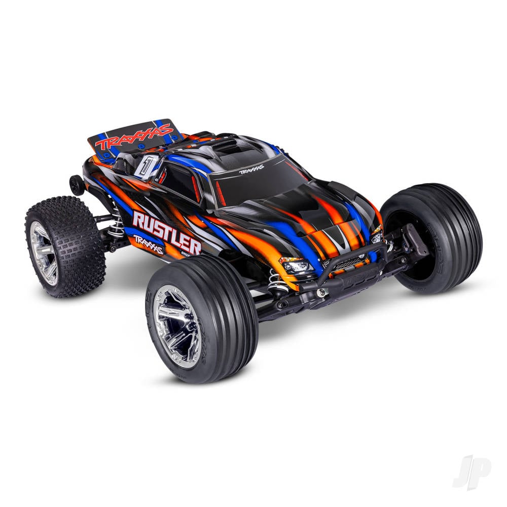 Traxxas Rustler HD BL-2S 1:10 2WD RTR Stadium Truck, Orange (+ TQ 2-ch, BL-2S, 3300kV, Clipless Body)