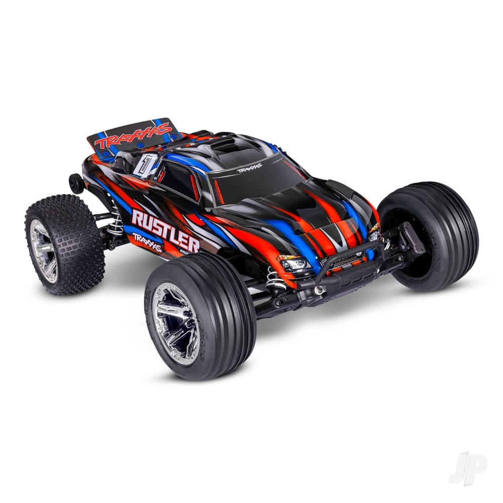 Traxxas Rustler HD BL-2S 1:10 2WD RTR Stadium Truck, Red (+ TQ 2-ch, BL-2S, 3300kV, Clipless Body)