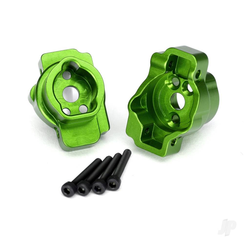 Traxxas Portal drive axle mount, Rear, 6061-T6 aluminium (Green-anodised) (left and right) / 2.5x16 CS (4 pcs)