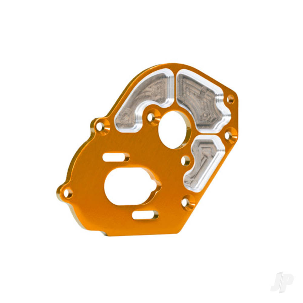 Traxxas Plate, motor, machined 6061-T6 aluminium (Orange-anodised) (4mm thick) / 3x10mm CS with split and flat washer (2 pcs)