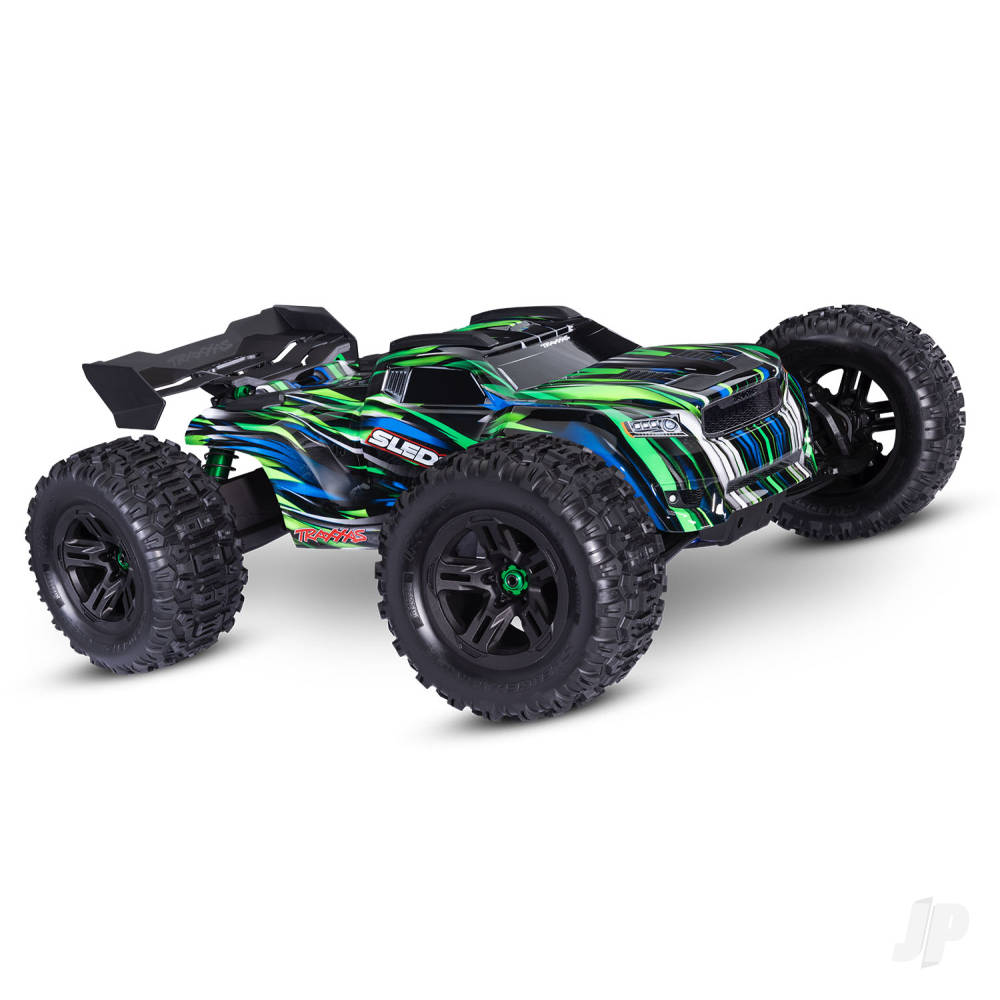Traxxas Sledge Belted 1:8 4WD RTR Brushless Electric Monster Truck, Green (+ TQi 2-ch, TSM, VXL-6S, Belted, Clipless Body)
