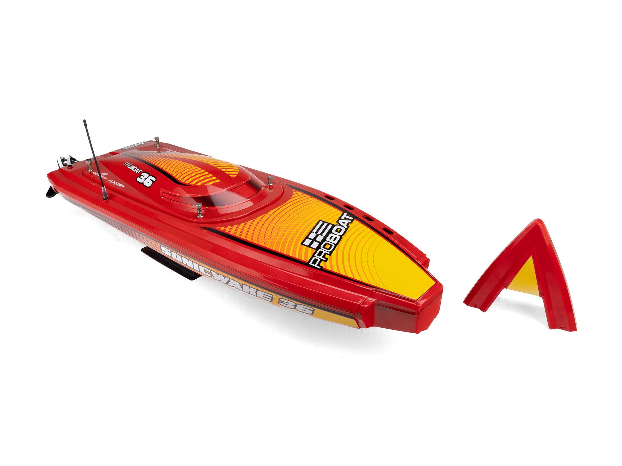 Sonicwake 36" V3 Self-Righting V-Hull Boat RTR, Red-11