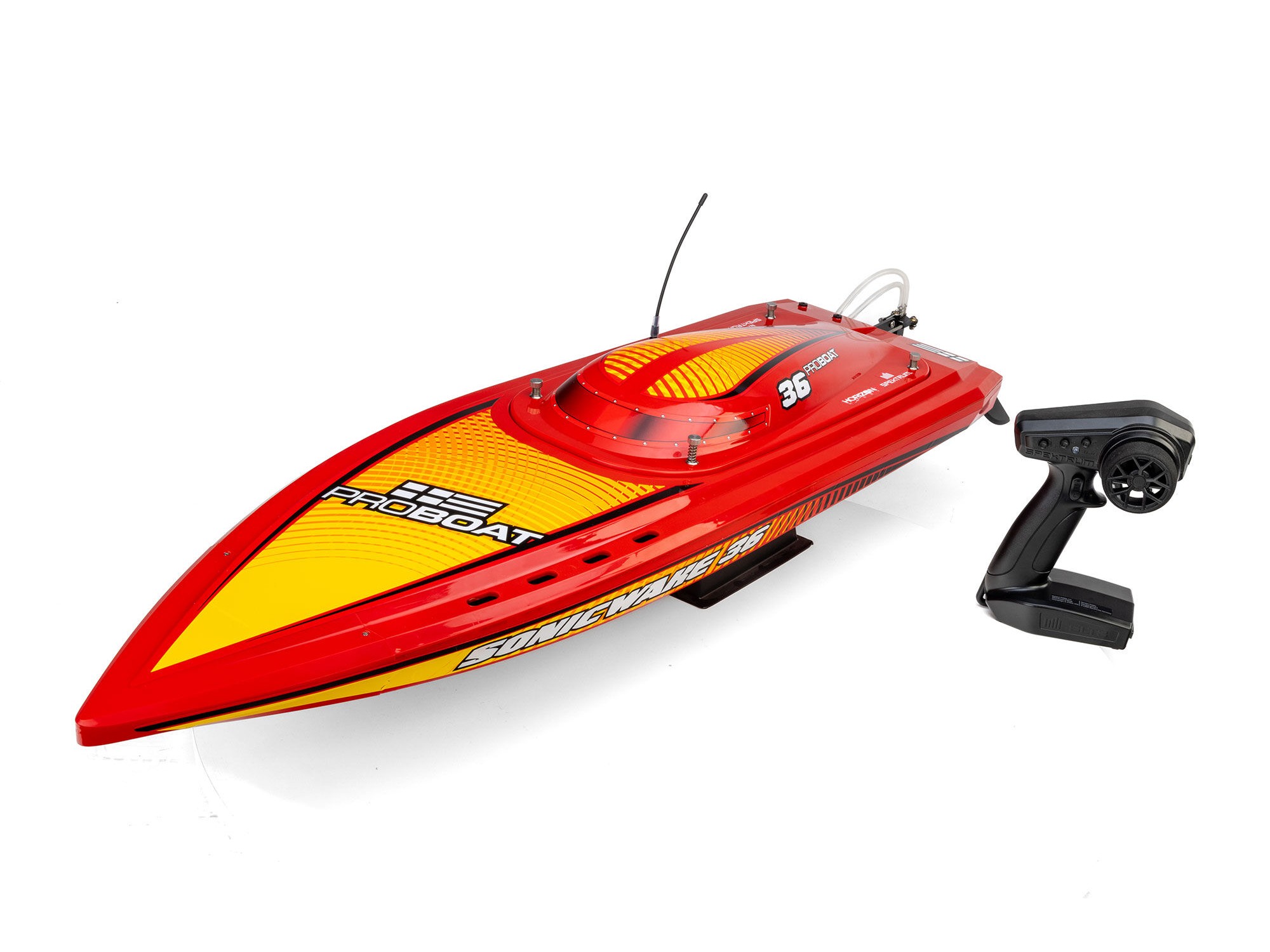 Sonicwake 36" V3 Self-Righting V-Hull Boat RTR, Red-12