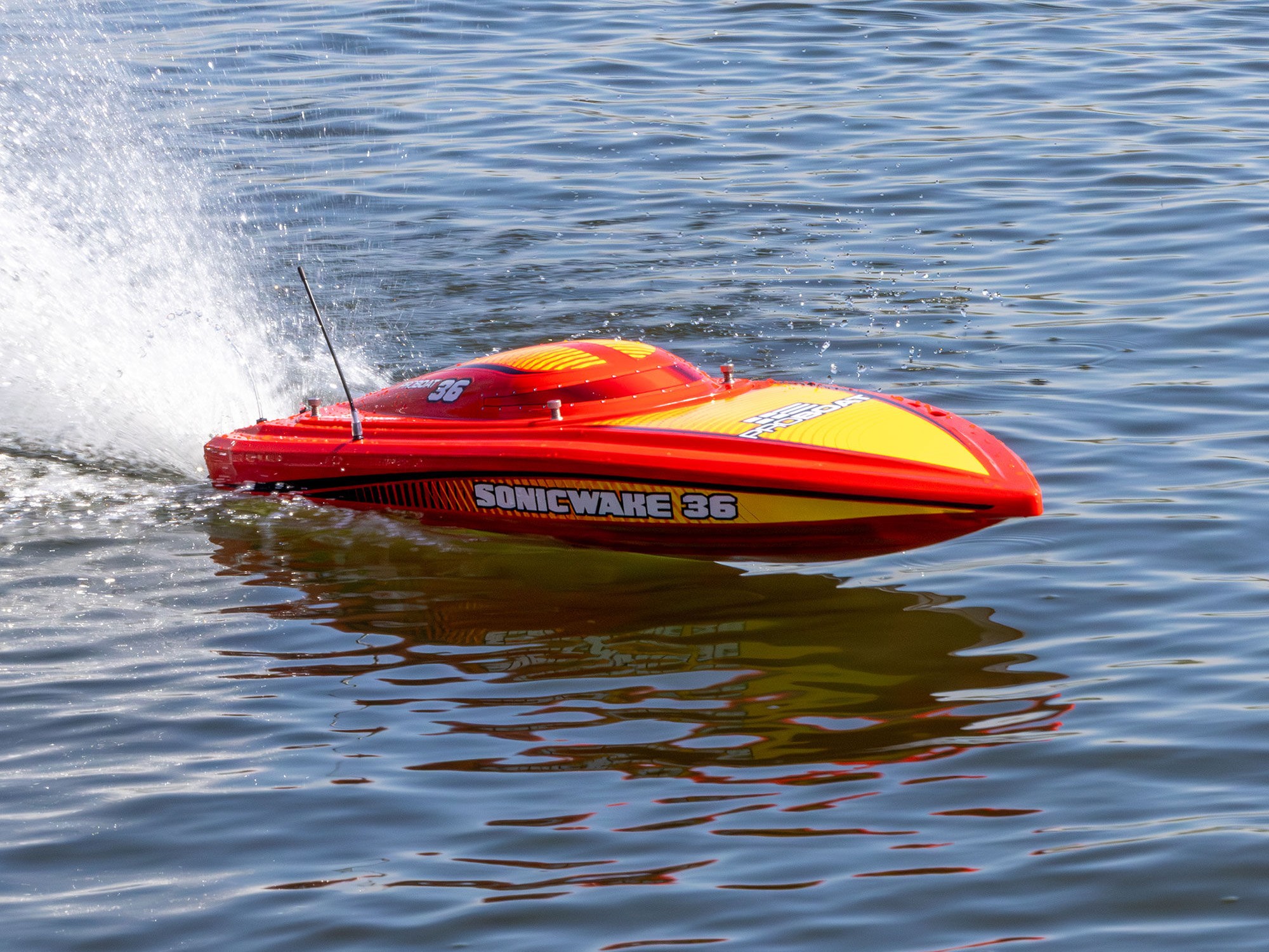 Sonicwake 36" V3 Self-Righting V-Hull Boat RTR, Red-24