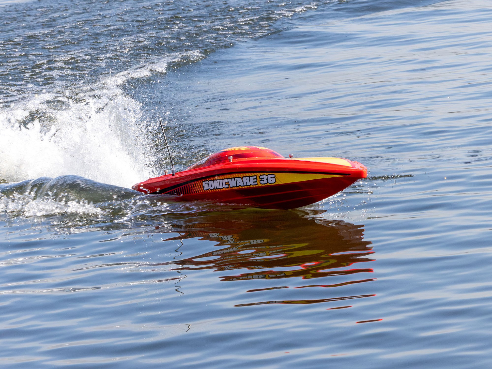Sonicwake 36" V3 Self-Righting V-Hull Boat RTR, Red-25