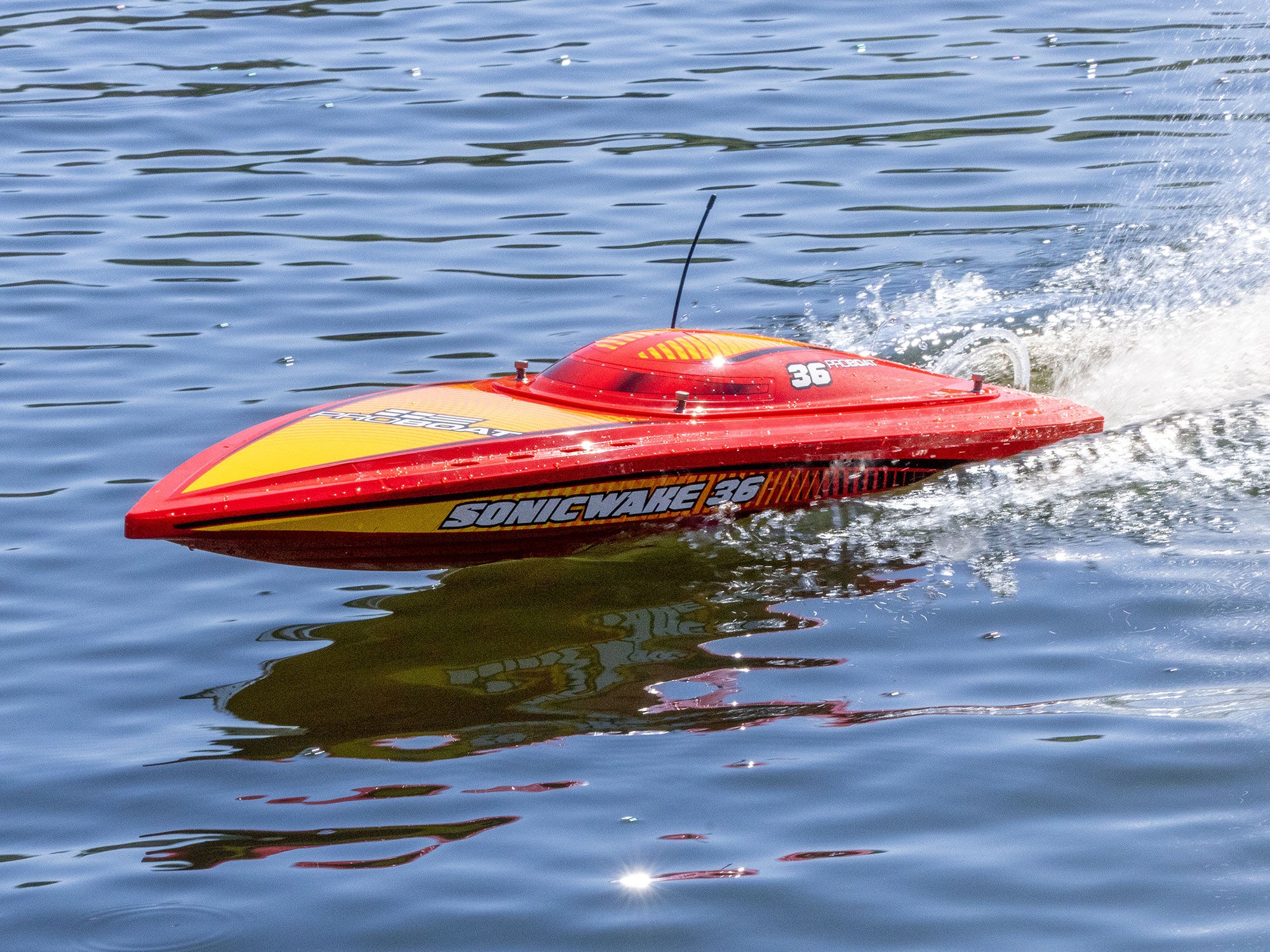 Sonicwake 36" V3 Self-Righting V-Hull Boat RTR, Red-26