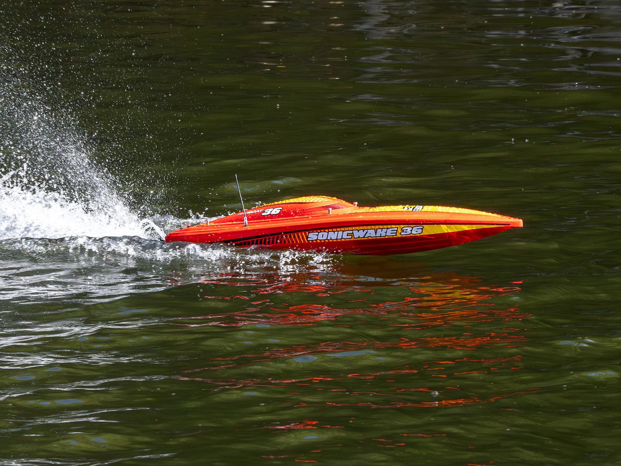 Sonicwake 36" V3 Self-Righting V-Hull Boat RTR, Red-27