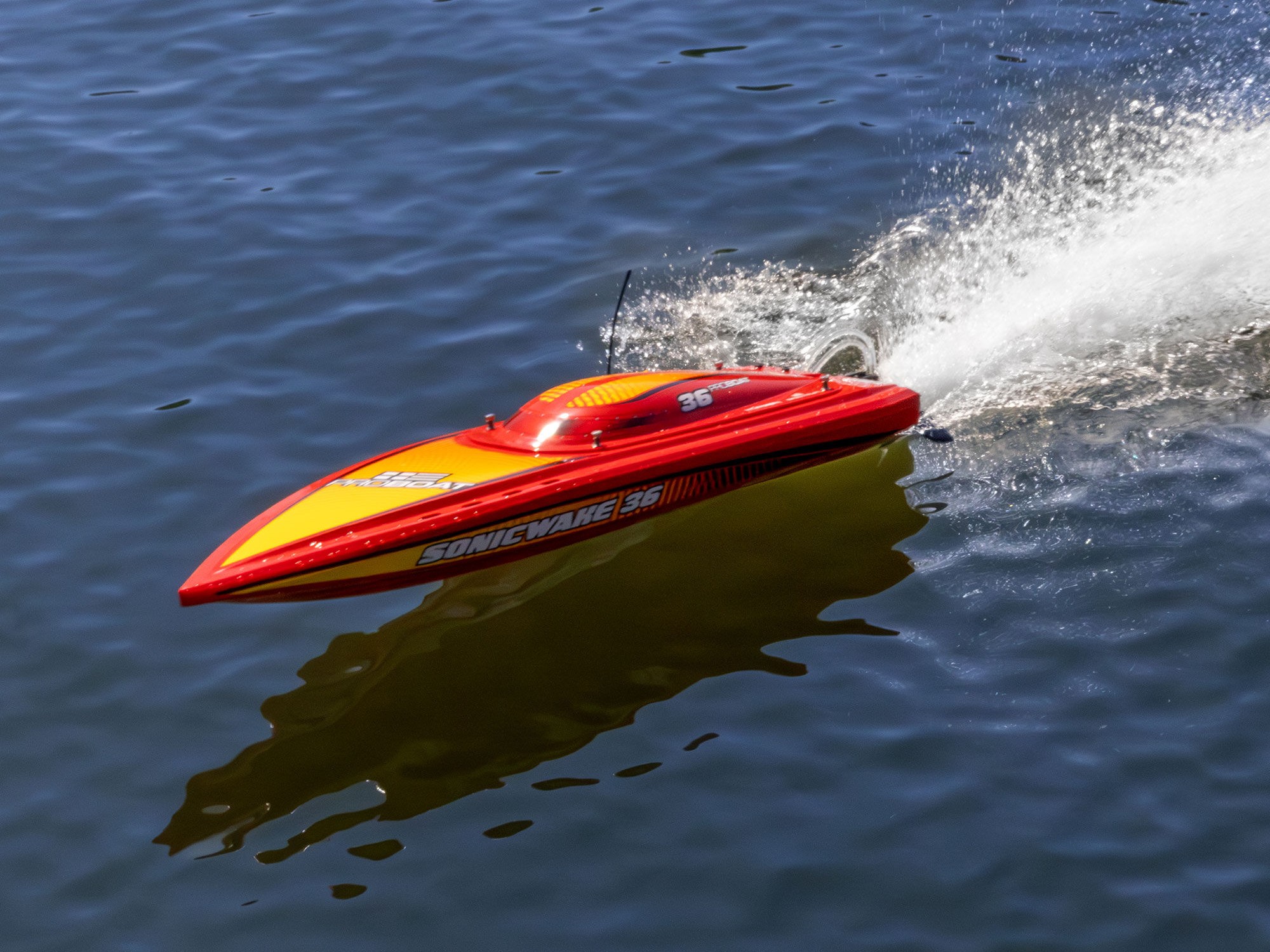 Sonicwake 36" V3 Self-Righting V-Hull Boat RTR, Red-28