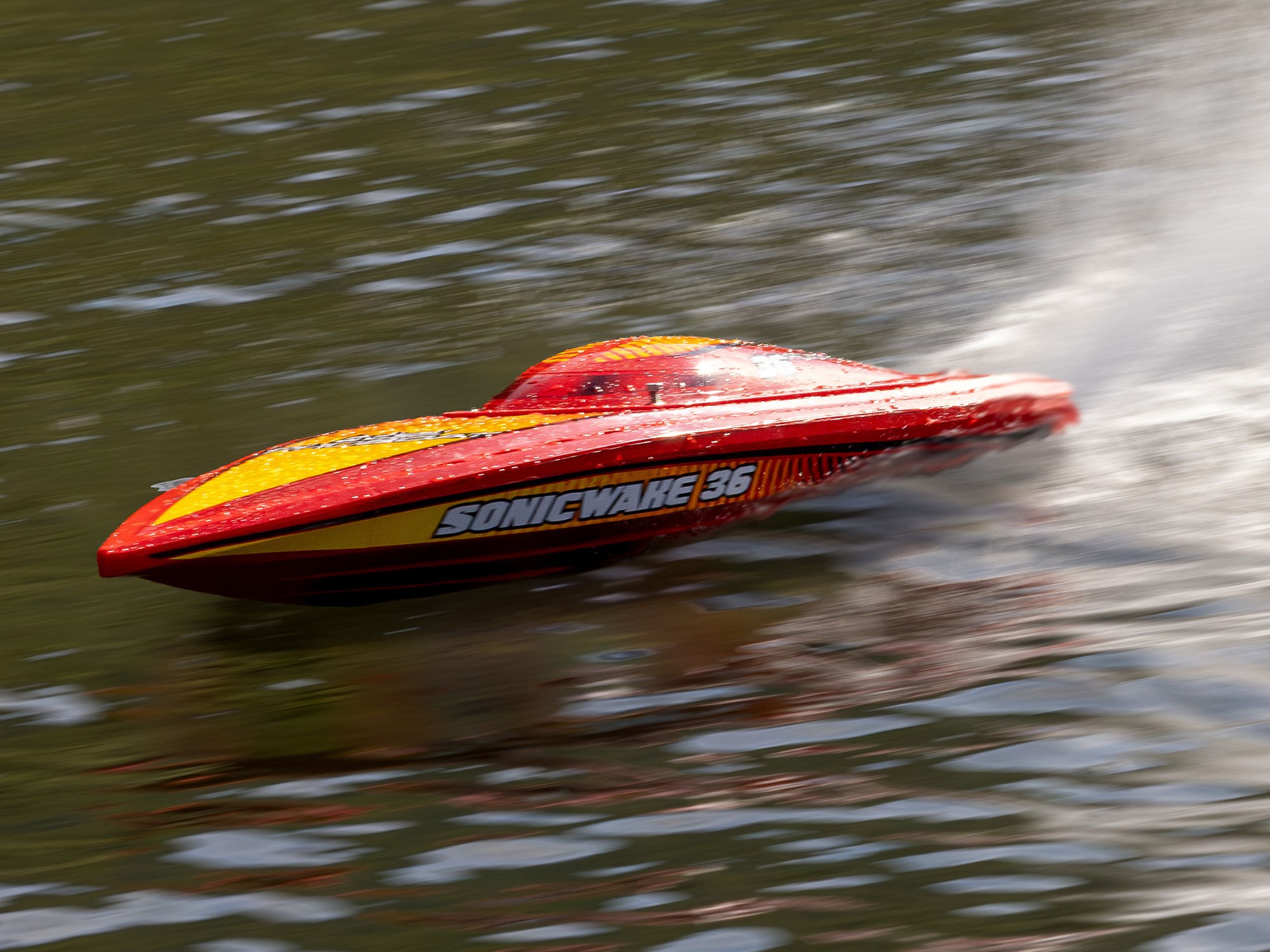 Sonicwake 36" V3 Self-Righting V-Hull Boat RTR, Red-29