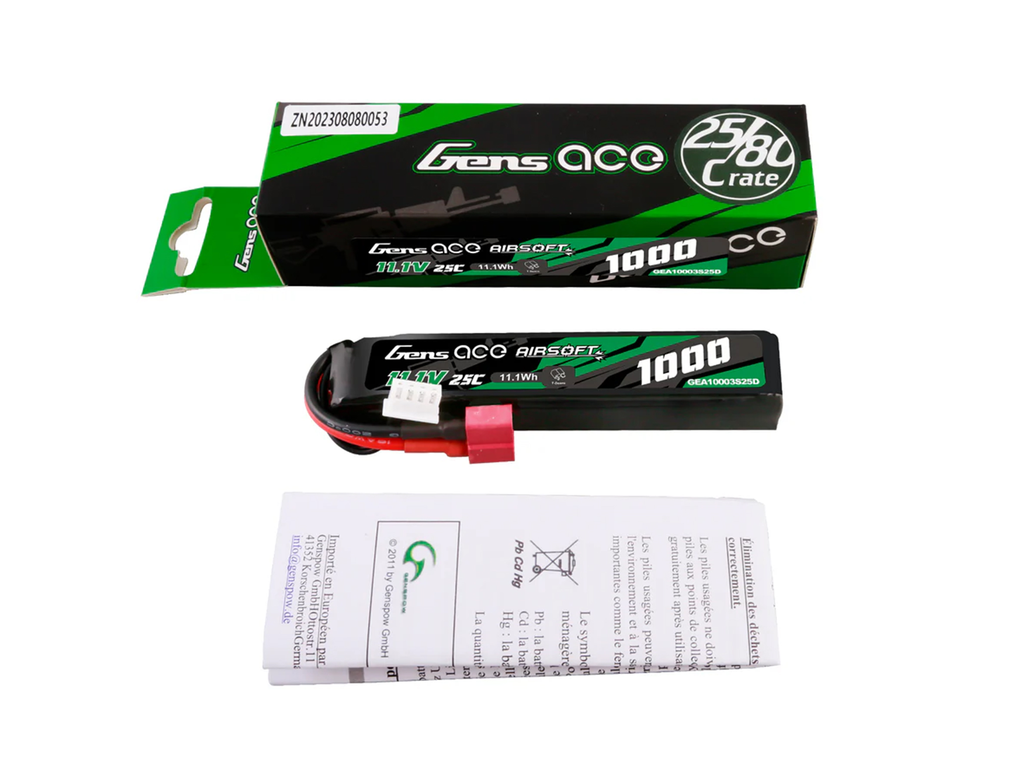 Airsoft 3S 1000mAh 25C with Deans (fit Most AEG)-5