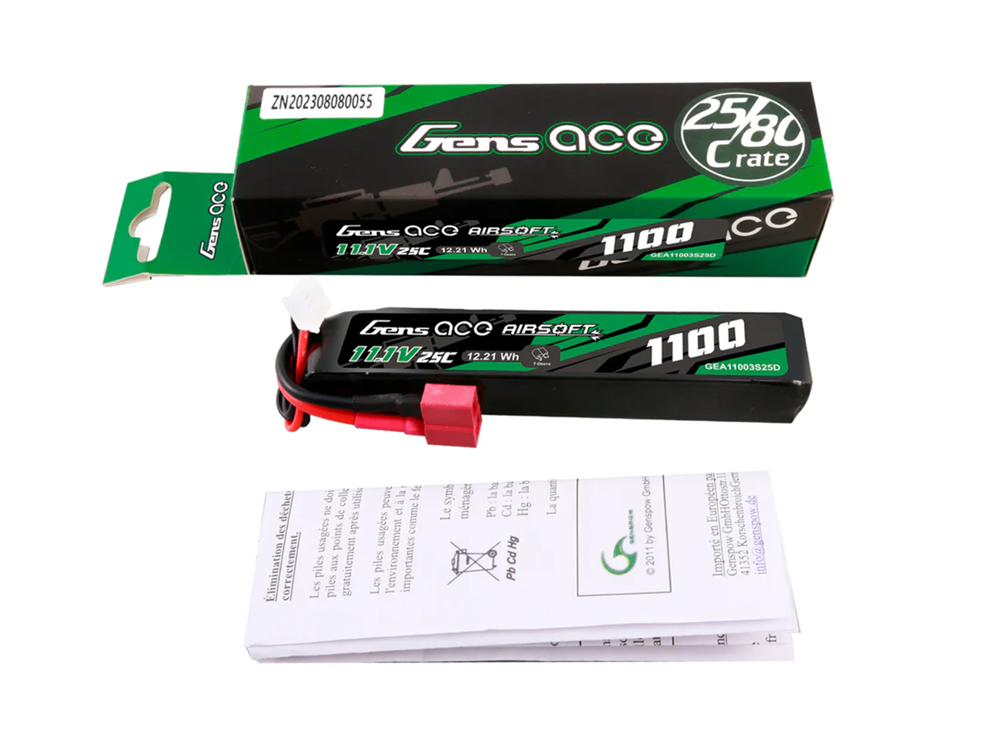 Airsoft 3S 1100mAh 25C with Deans (fit Most AEG)-5