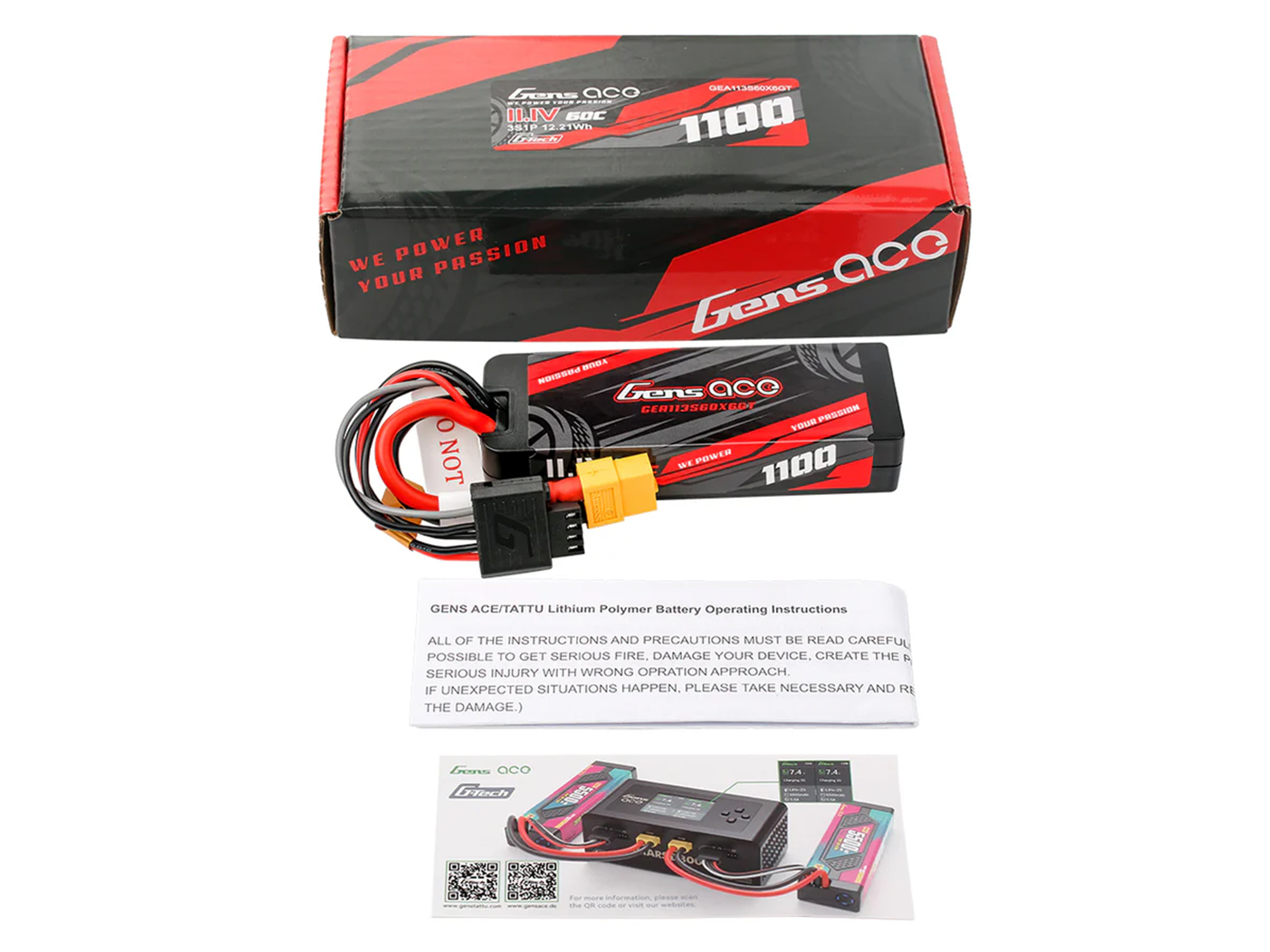 Li-Po Car Hard Case G-Tech 3S 11.1V 1100mAh 60C with XT60-5