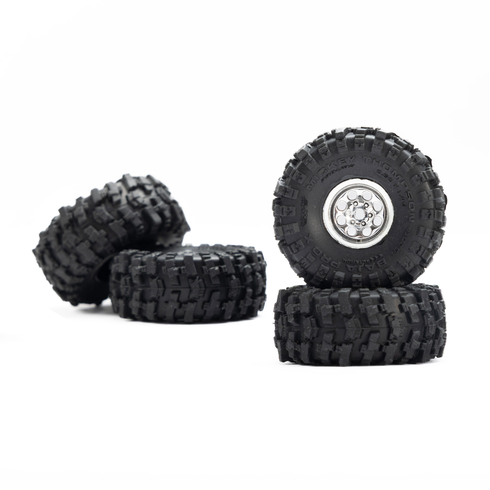 1/30 Baja Pro X Front/Rear Mounted Chrome Beast Tires (4): A-6