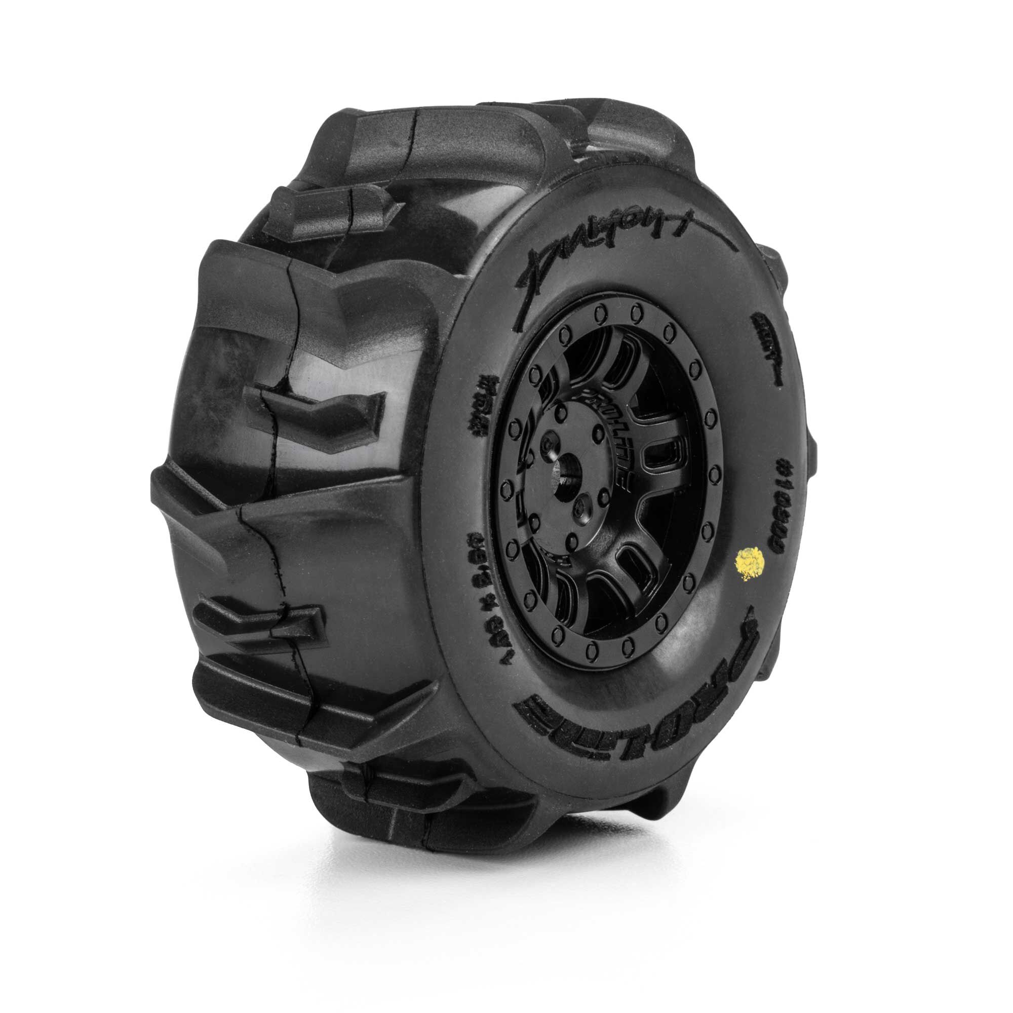 1/16 Dumont Front/Rear Paddle Tires Mounted 12mm Black Split