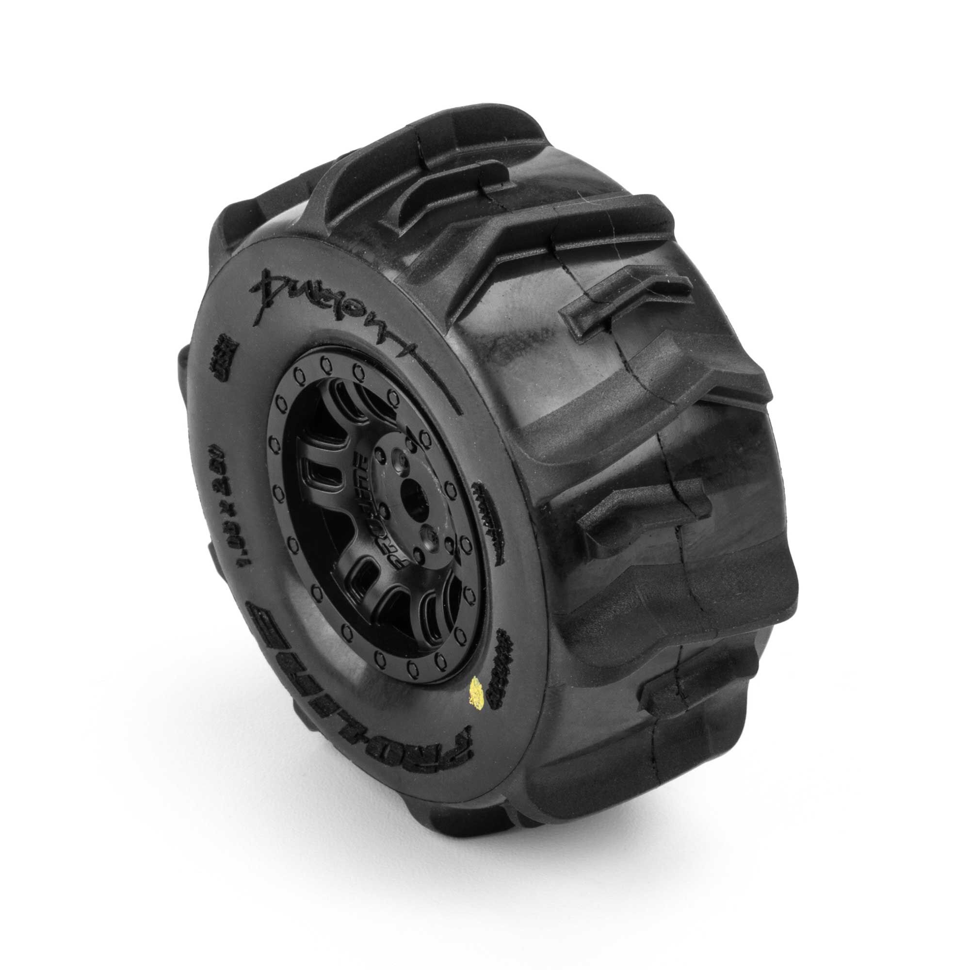 1/16 Dumont Front/Rear Paddle Tires Mounted 12mm Black Split-2