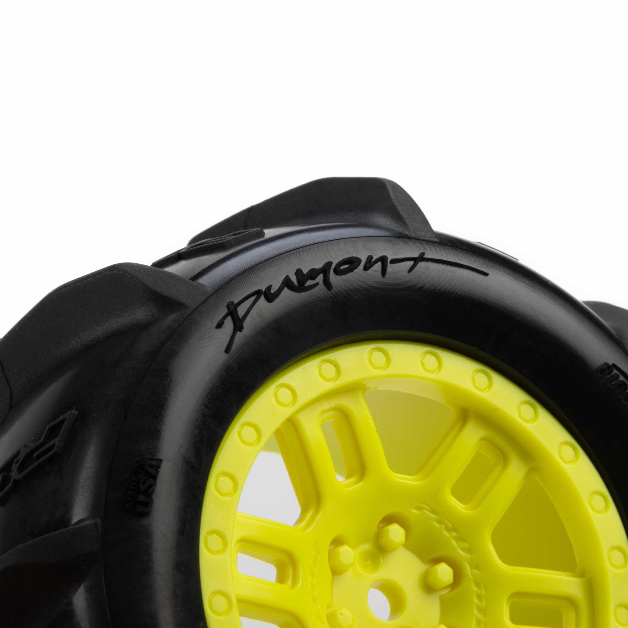 1/16 Dumont Front/Rear Paddle Tires Mounted 12mm Yellow Spli-5