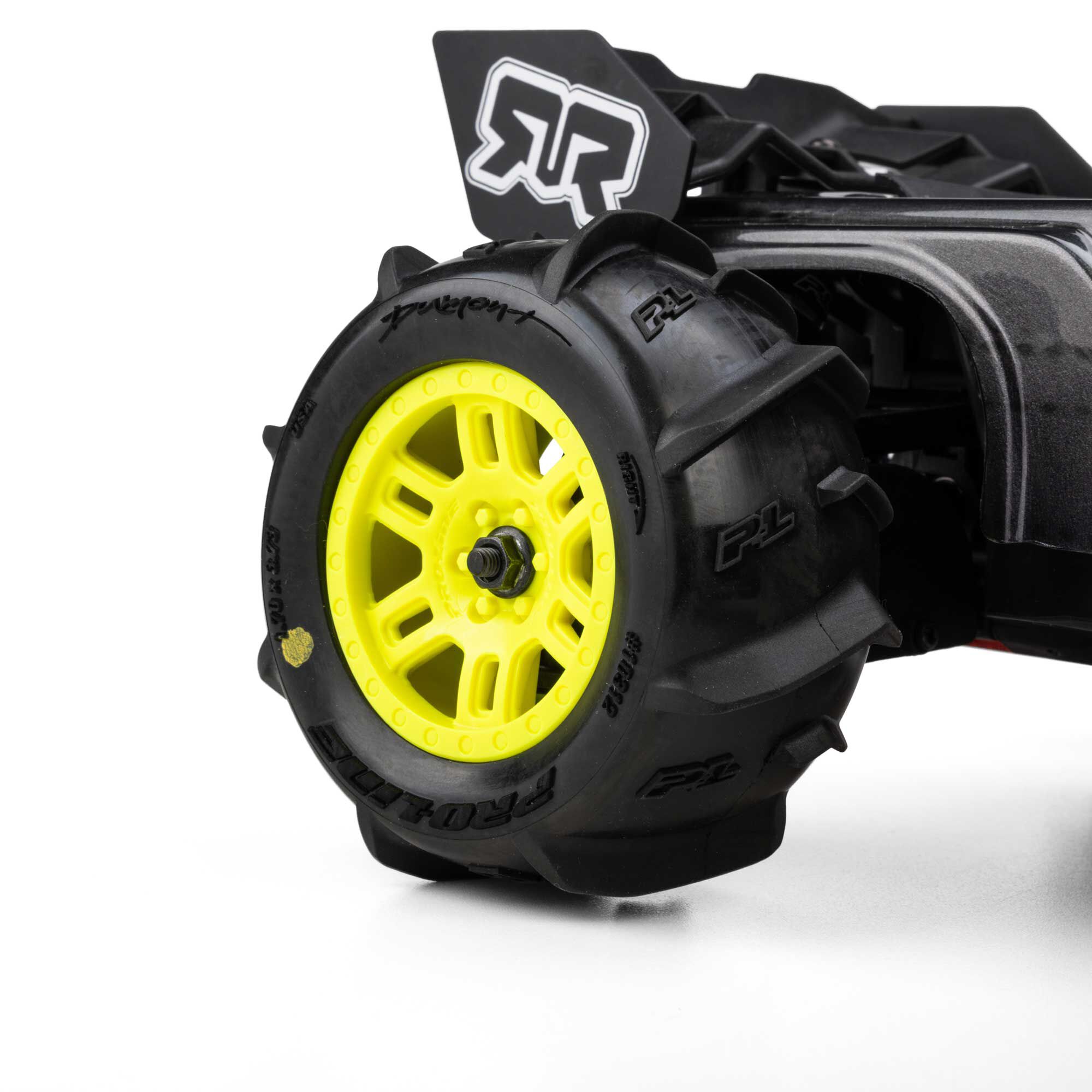 1/16 Dumont Front/Rear Paddle Tires Mounted 12mm Yellow Spli-7