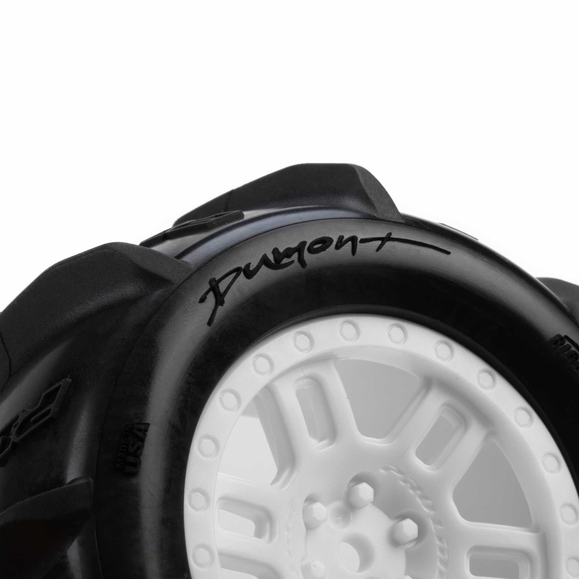 1/16 Dumont Front/Rear Paddle Tires Mounted 12mm White Split-5