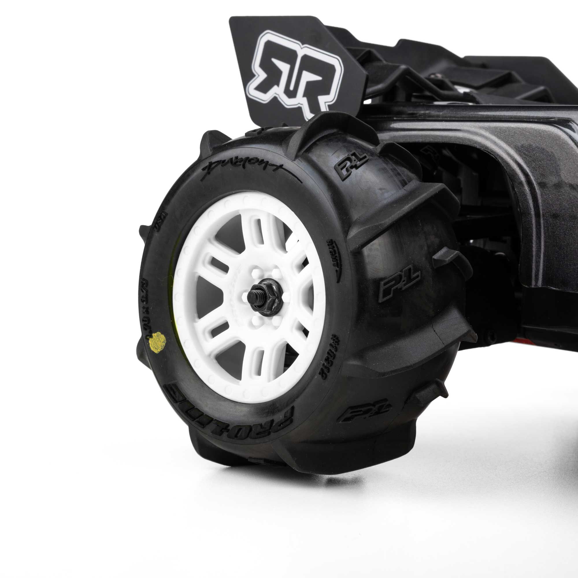 1/16 Dumont Front/Rear Paddle Tires Mounted 12mm White Split-7