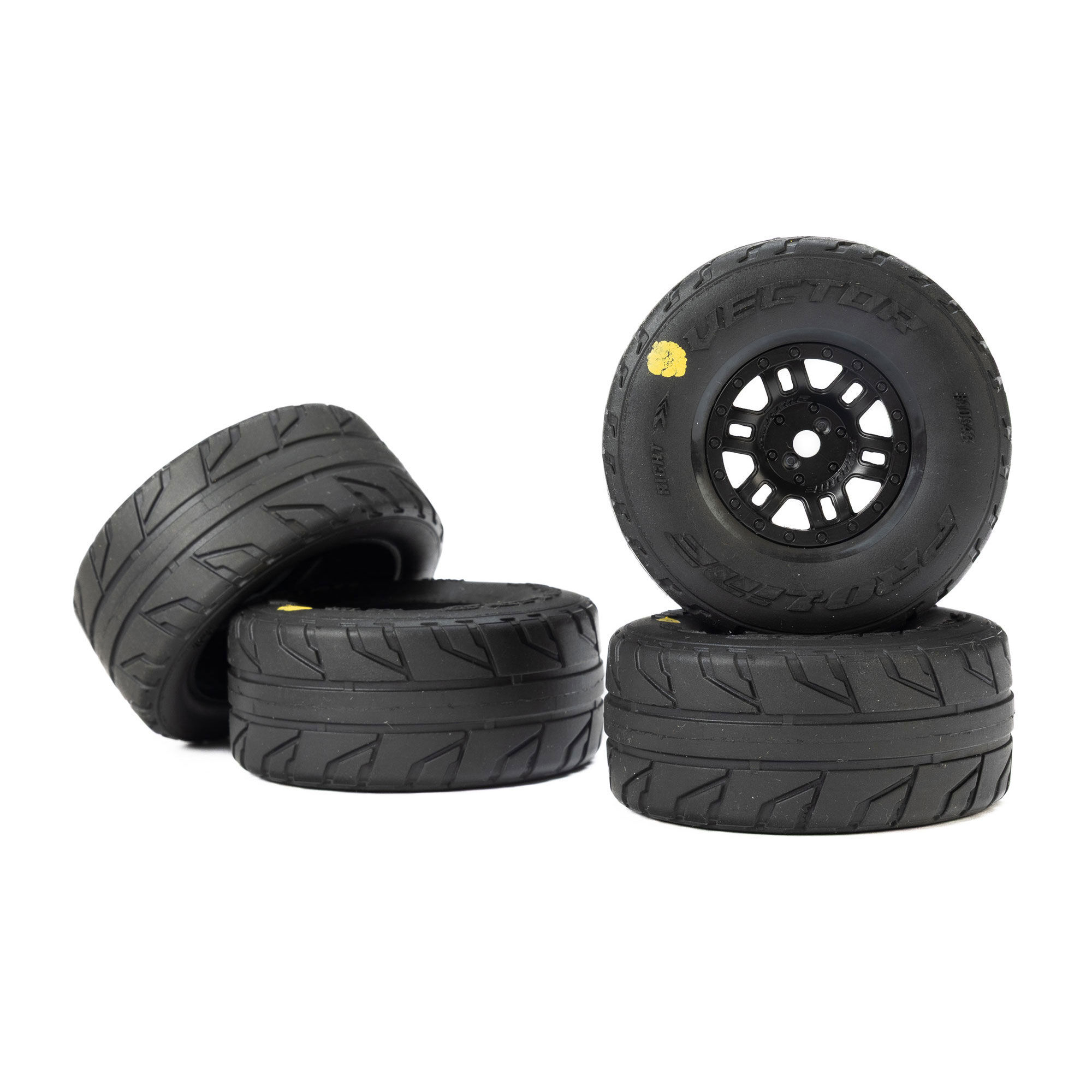 1/16 Vector Front/Rear Tires MTD 12mm Black Split Six (4): M-9
