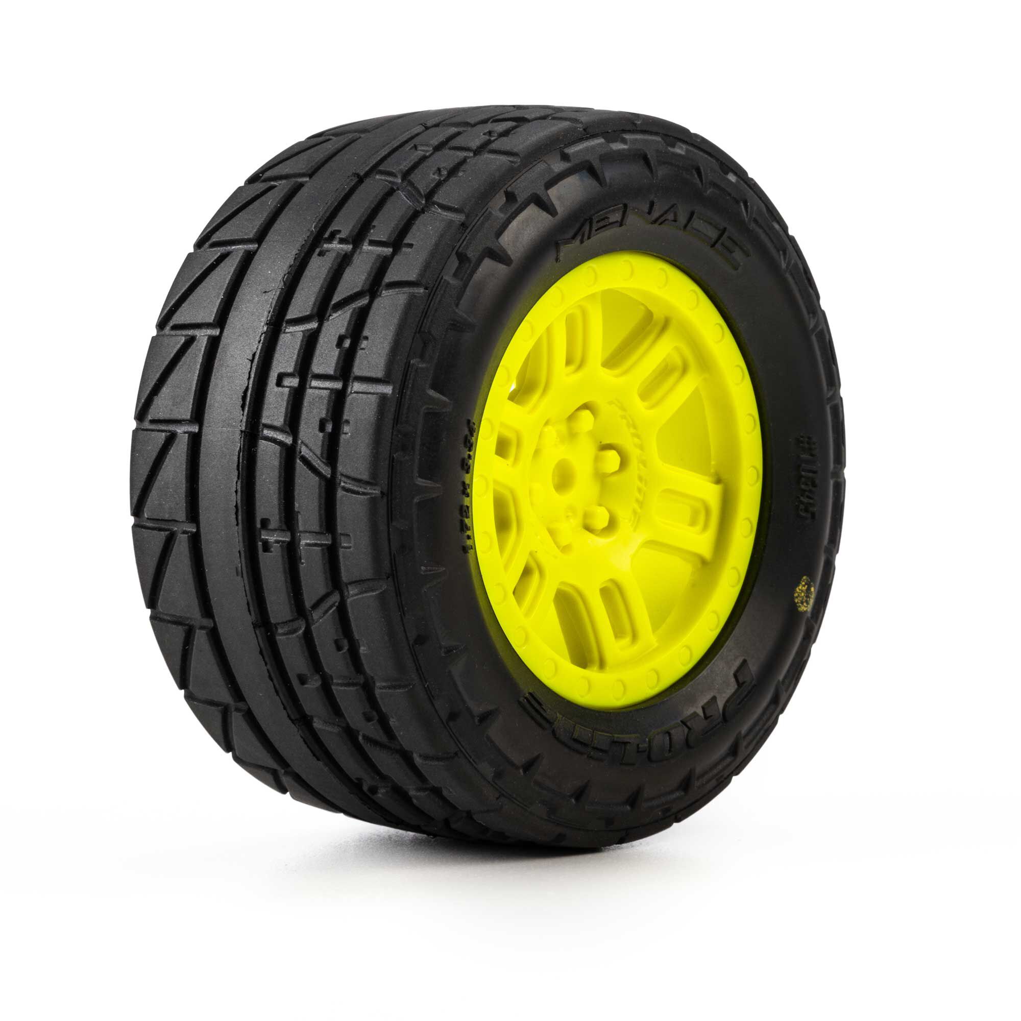 1/16 Menace Front/Rear Street Tires Mounted 12mm Yellow Spli-1