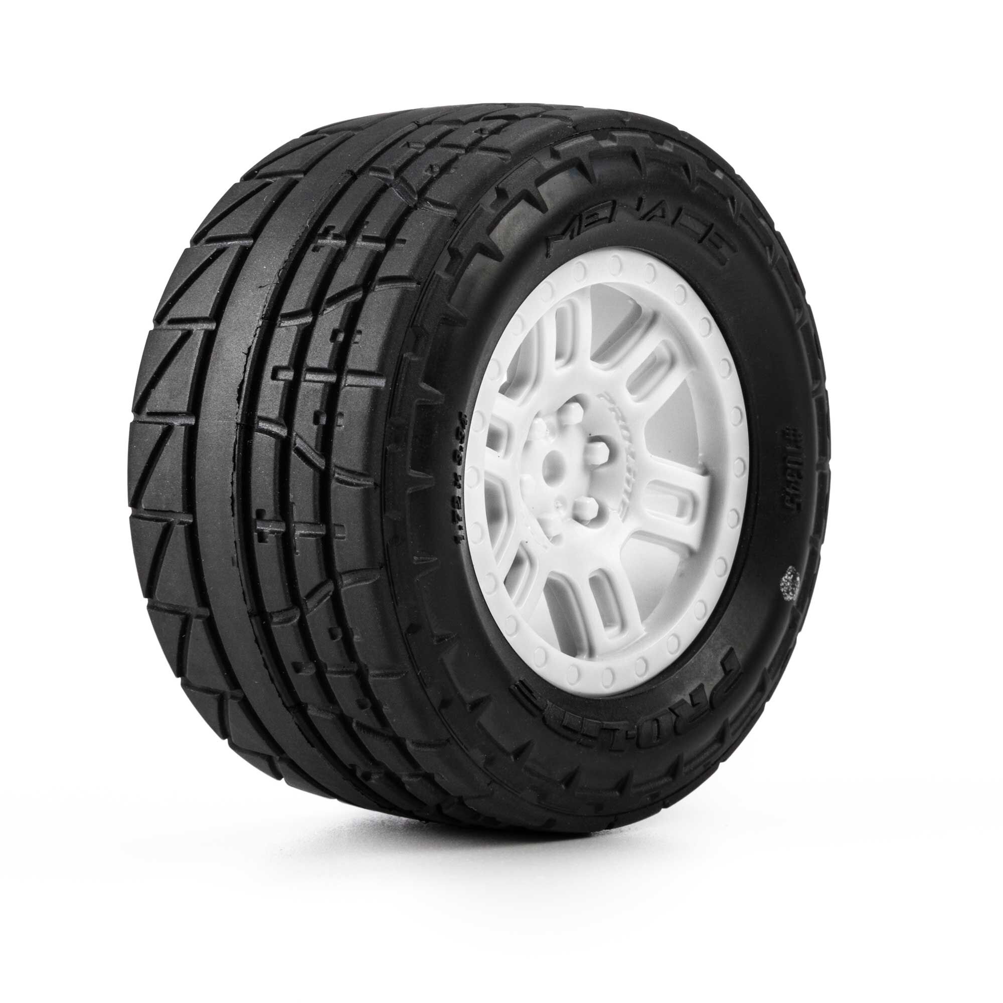 1/16 Menace Front/Rear Street Tires Mounted 12mm White Split
