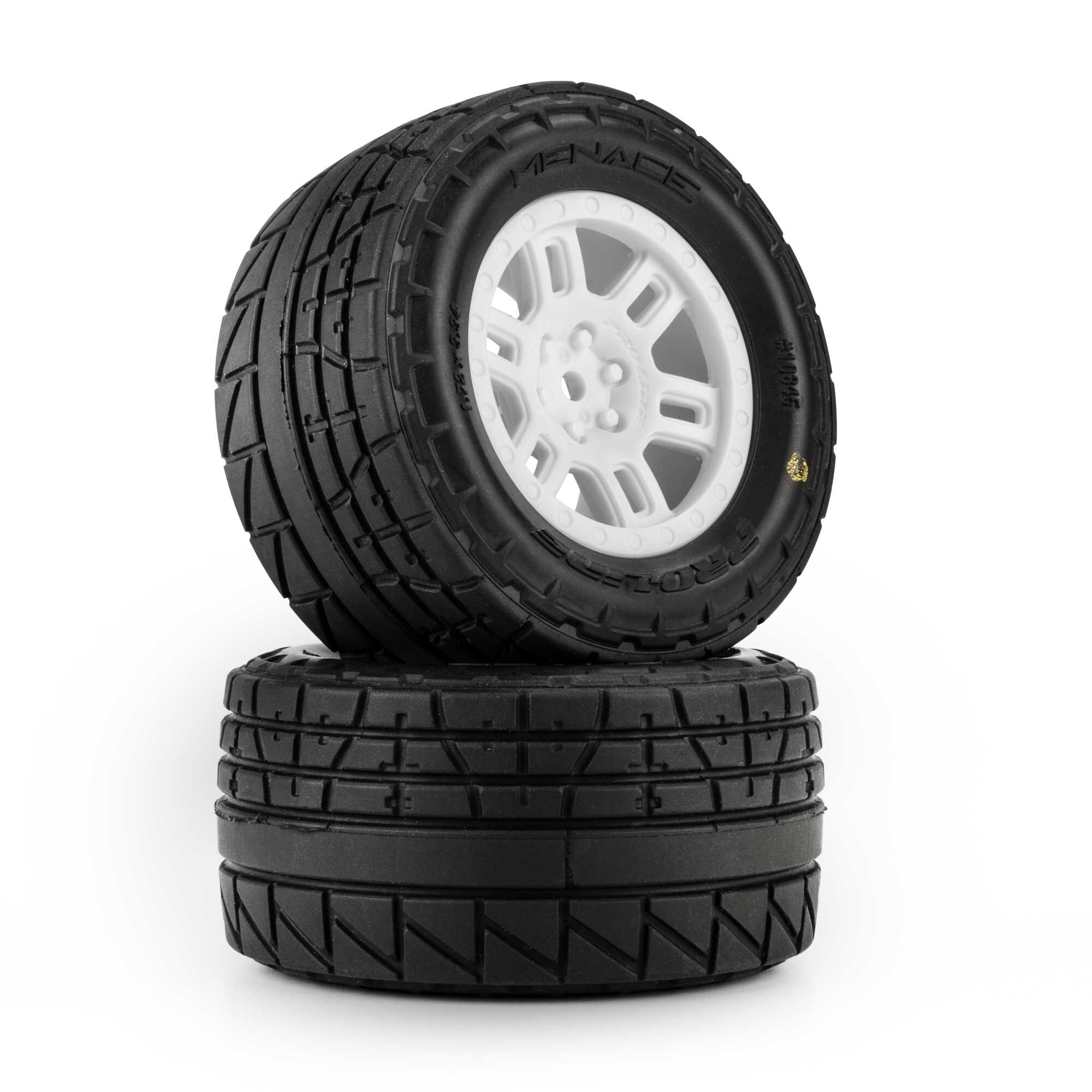 1/16 Menace Front/Rear Street Tires Mounted 12mm White Split-4