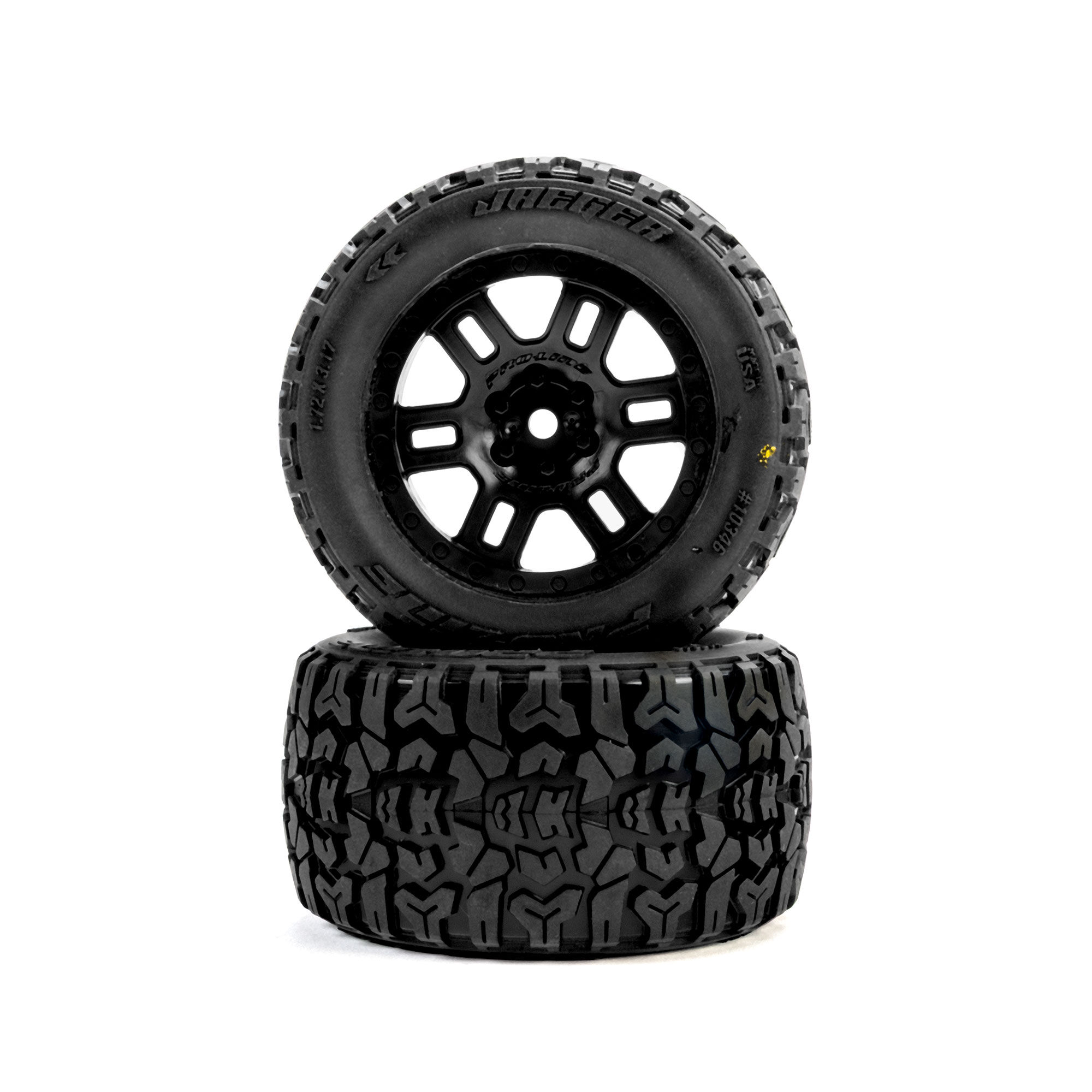 Jaeger Front/Rear MT Tires MTD 12mm Black Split Six (2): ARR-6