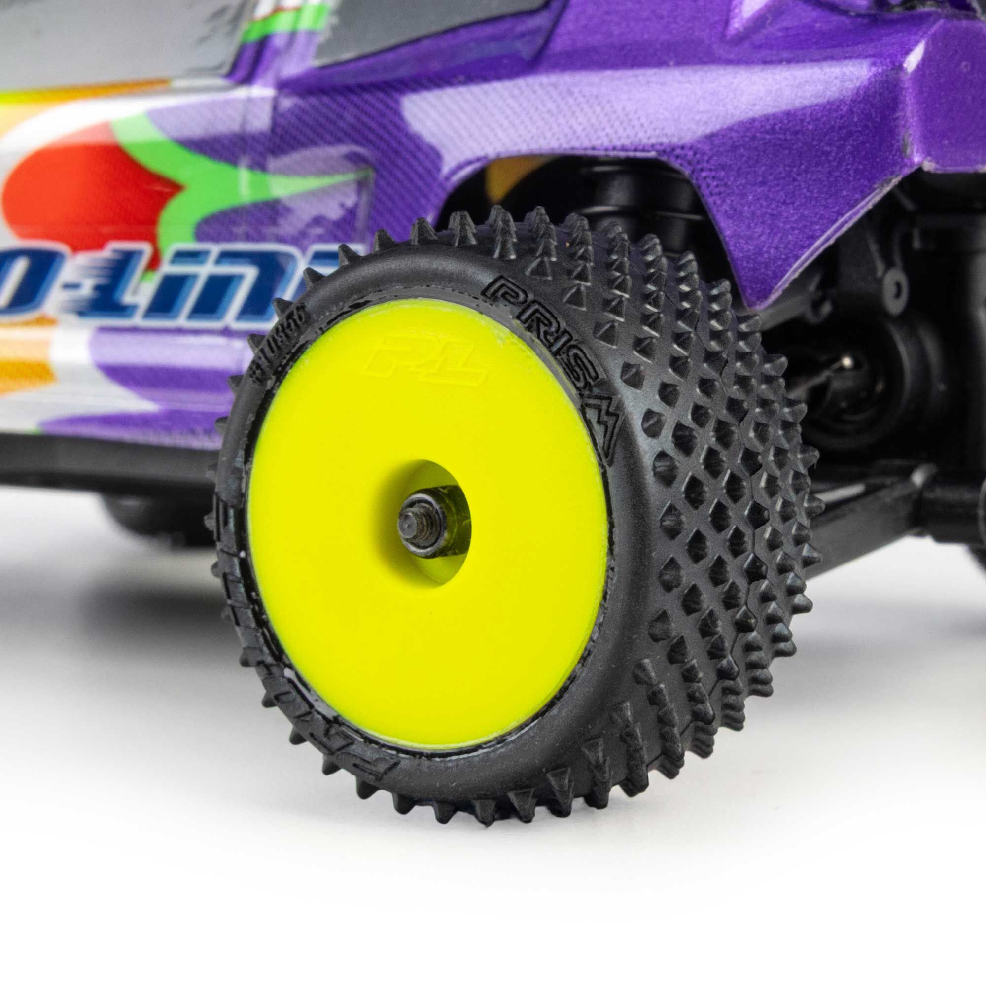 1/28 Prism Front/Rear Carpet Tires Mounted 7mm, Yellow (4):-6