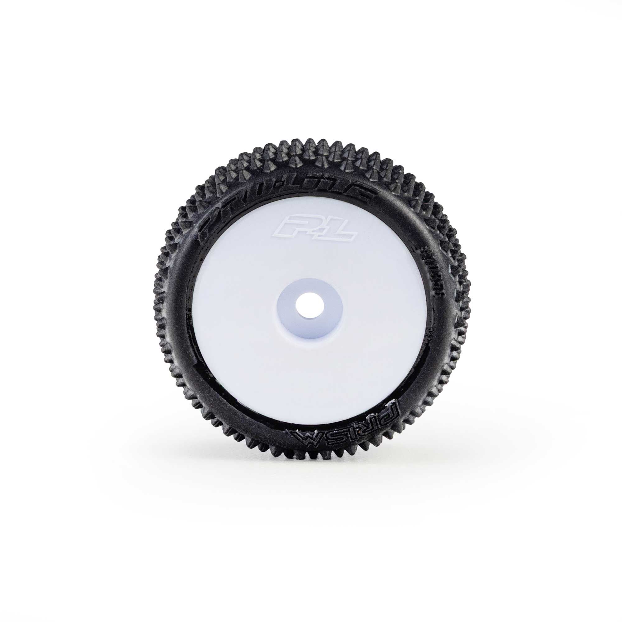 1/28 Prism Front/Rear Carpet Tires Mounted 7mm, White (4): L-3