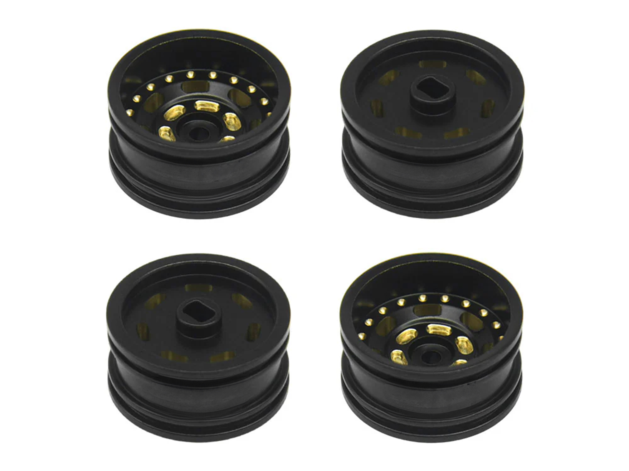 Wheel Set w/Offset, Black Brass 4pcs SCX30-4