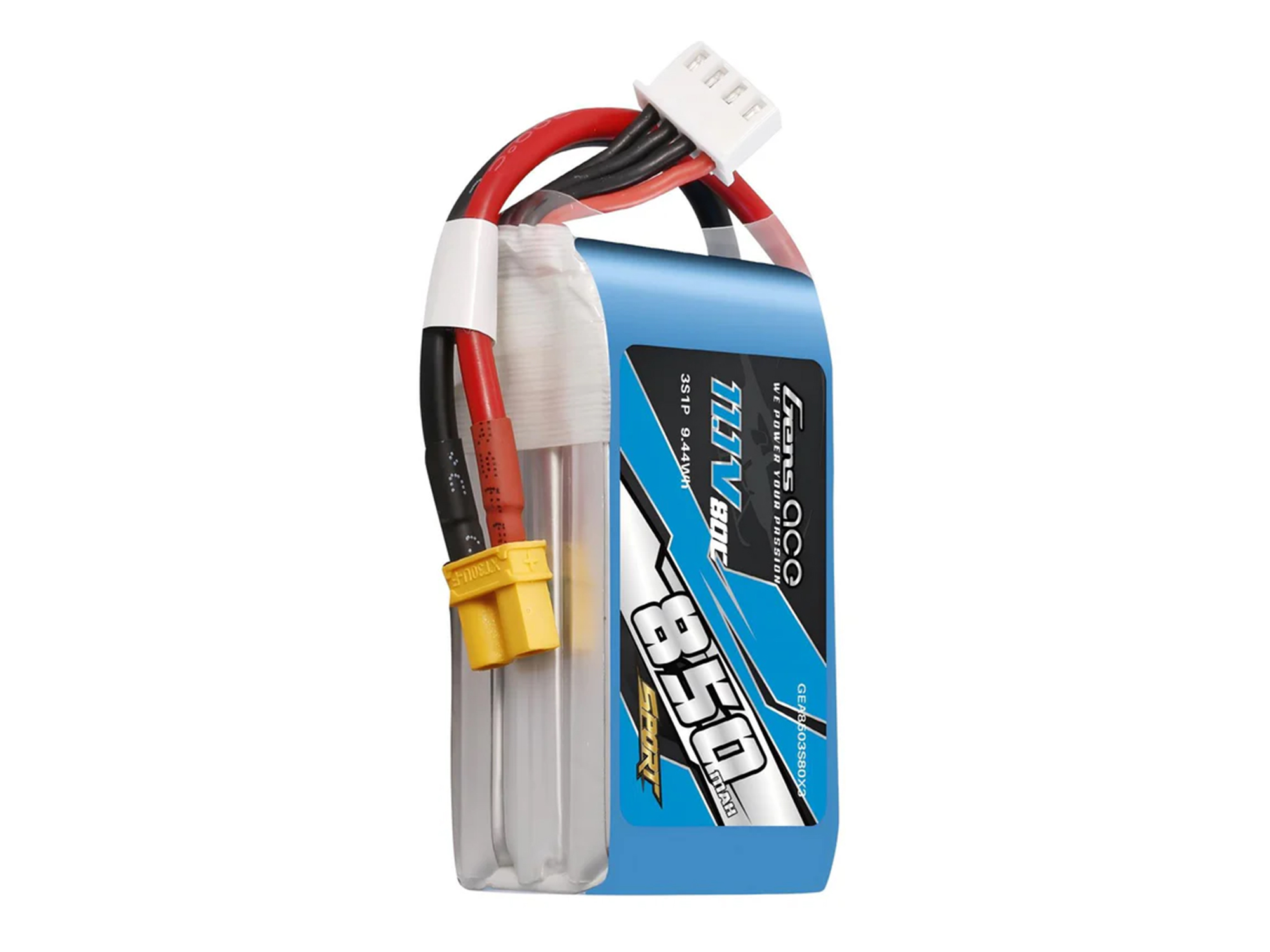 Li-Po 3S 11.1V 850mAh 80C with XT30-4
