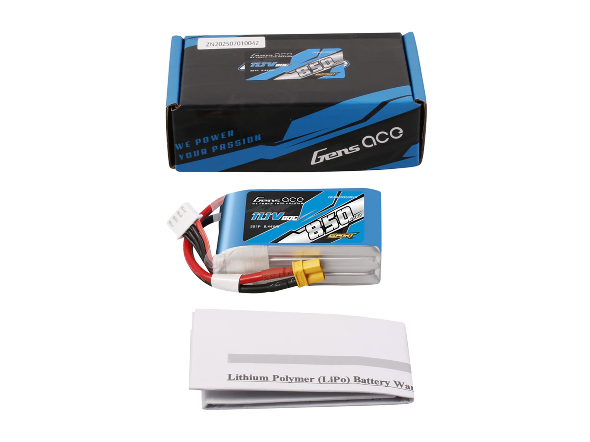 Li-Po 3S 11.1V 850mAh 80C with XT30-5