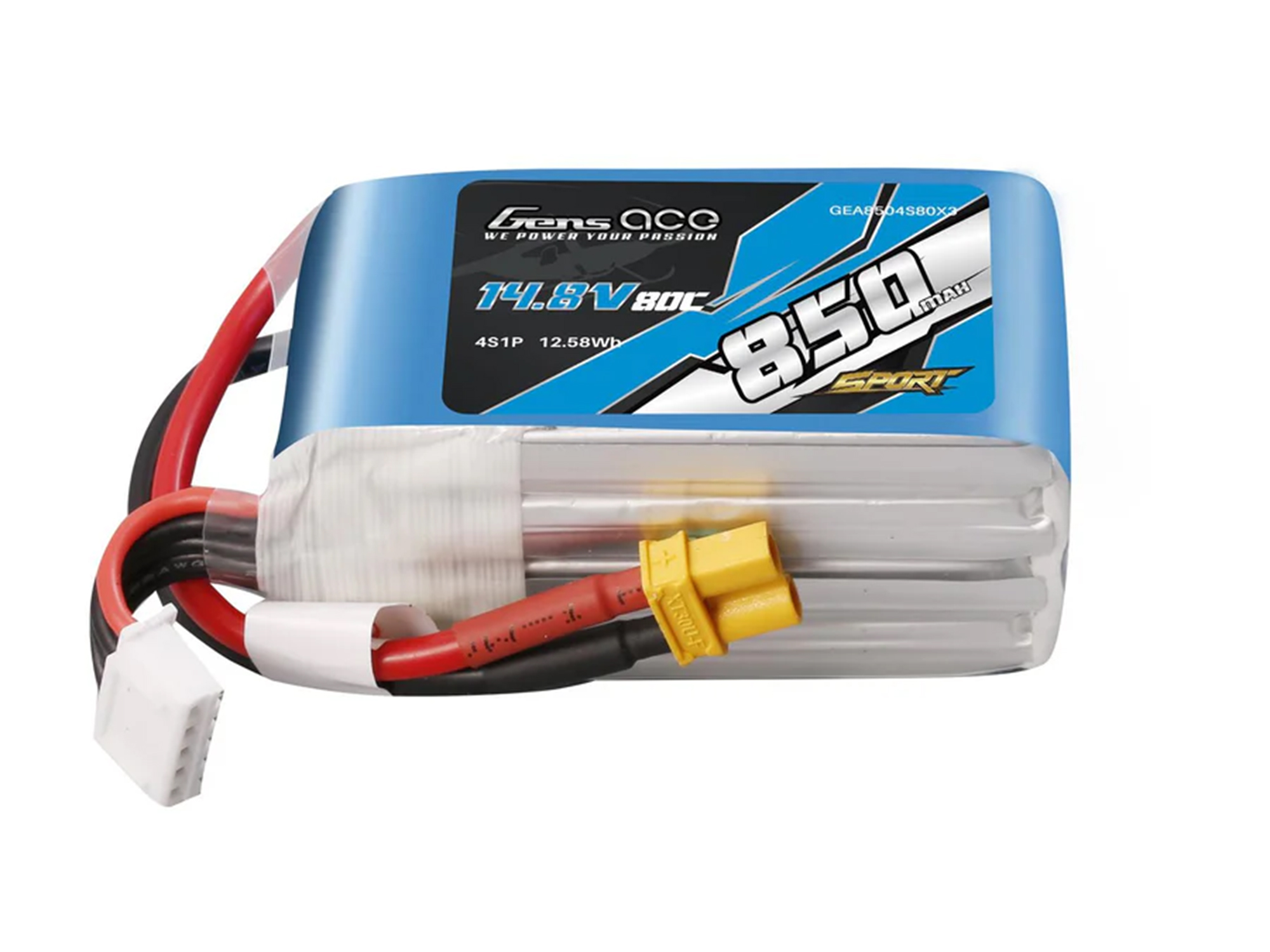 Li-Po 4S 14.8V 850mAh 80C with XT30-3