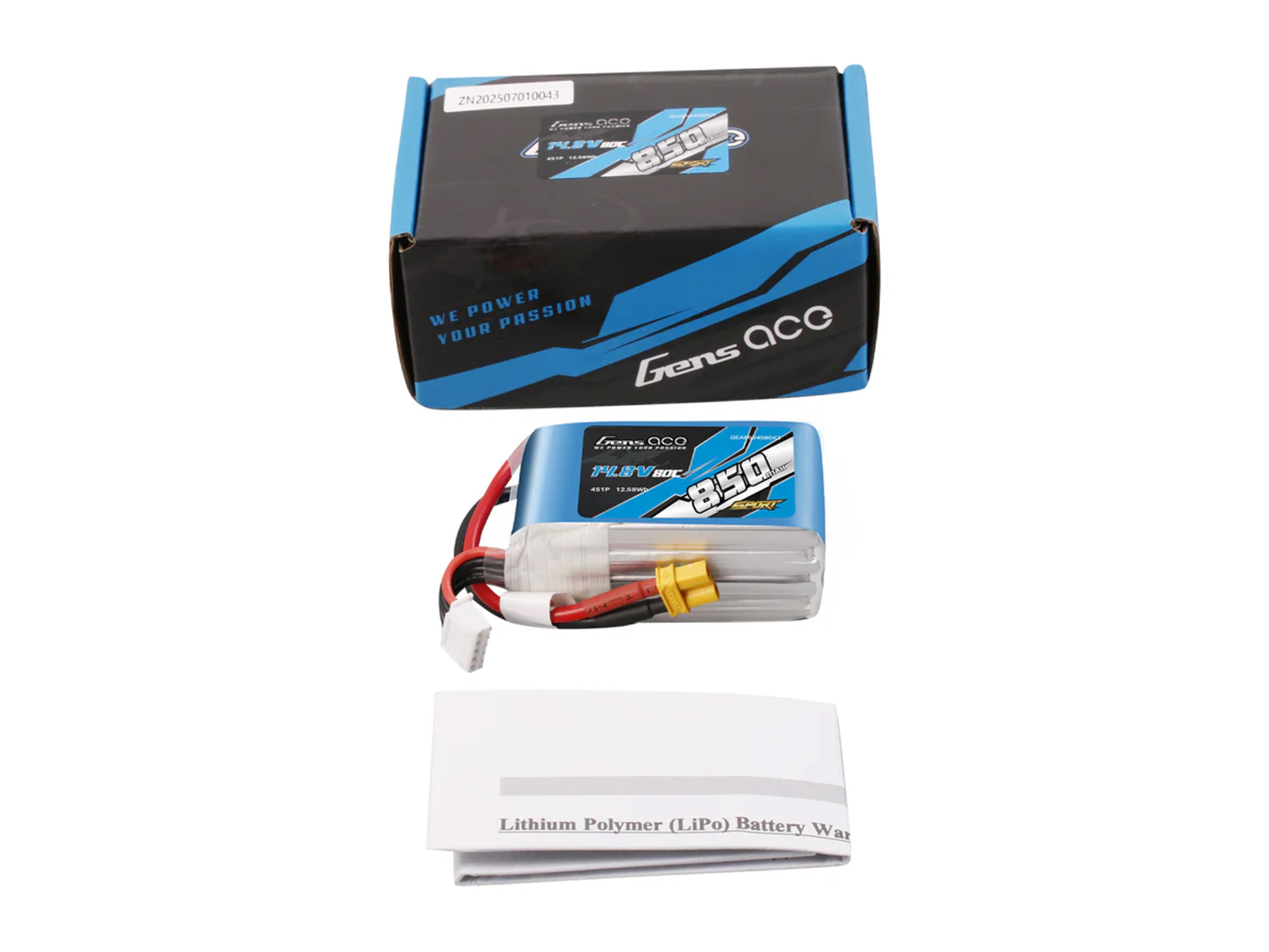 Li-Po 4S 14.8V 850mAh 80C with XT30-5
