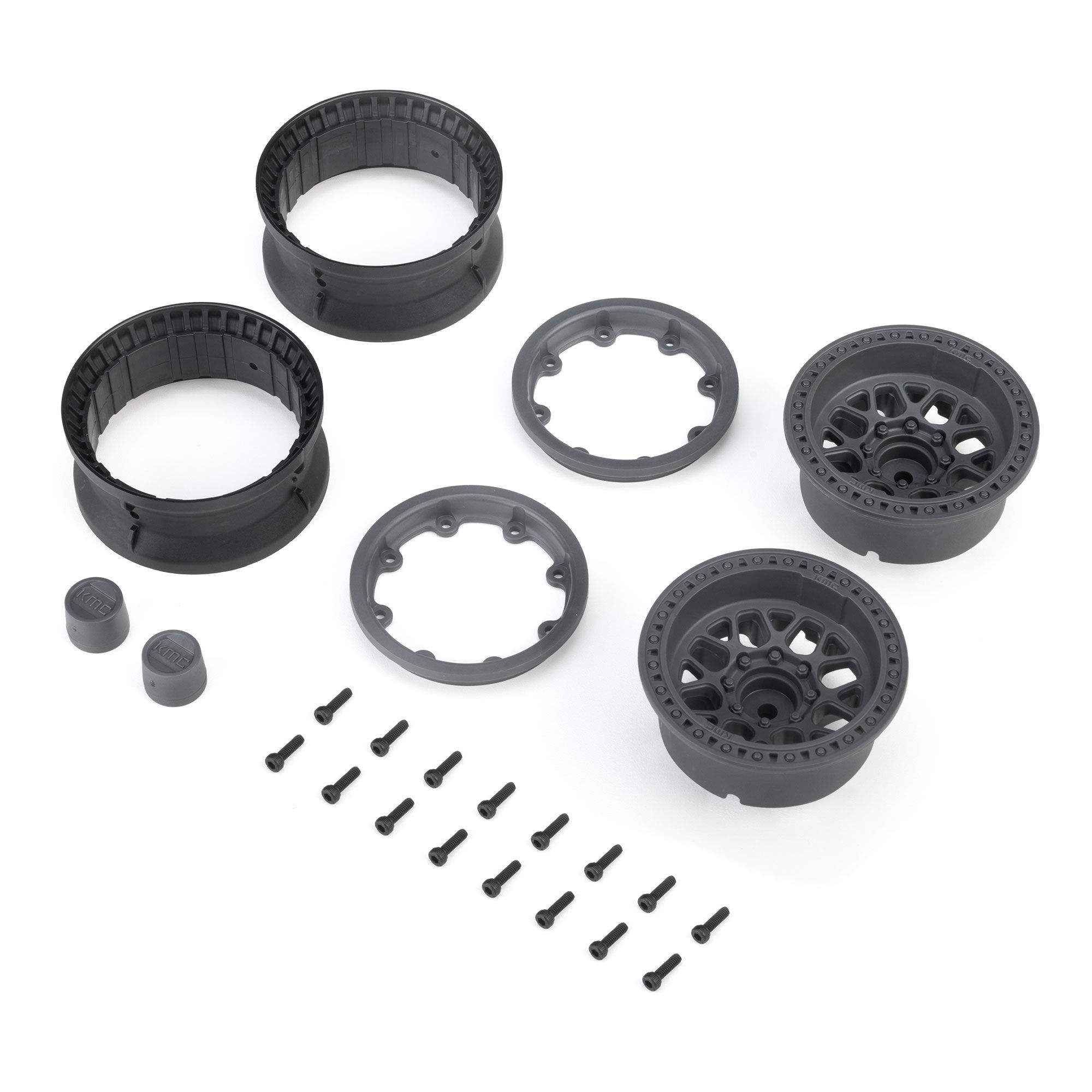 1.9" KMC Grenede Beadlock Wheels, Gray (2)-1