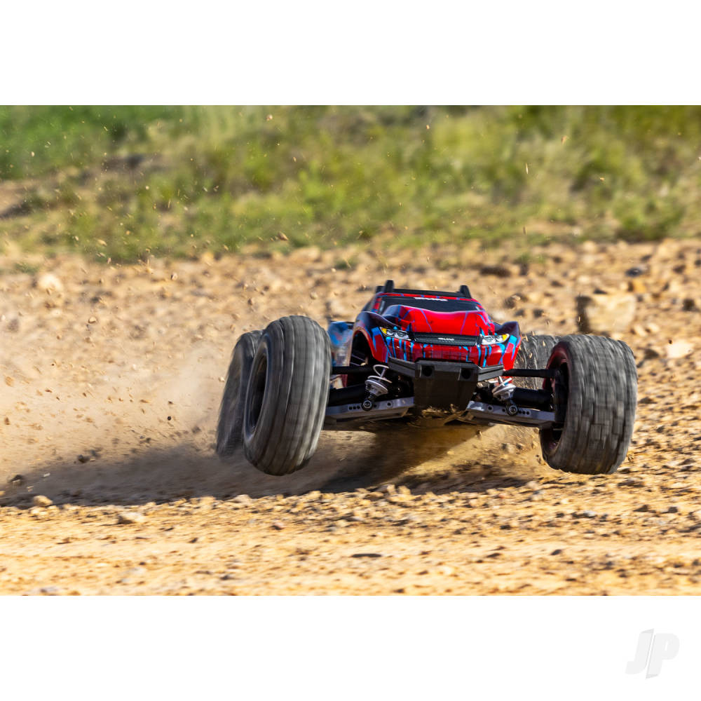 Traxxas Rustler 1:10 4WD RTR Stadium Truck, Red (+ TQi Sport 2-ch, TSM, VX3, Velineon V3200, Clipless Body)-9