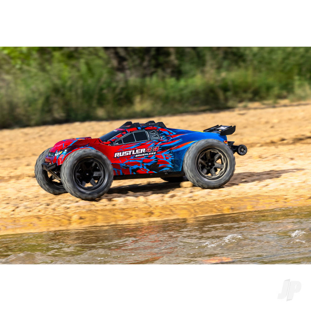 Traxxas Rustler 1:10 4WD RTR Stadium Truck, Red (+ TQi Sport 2-ch, TSM, VX3, Velineon V3200, Clipless Body)-10