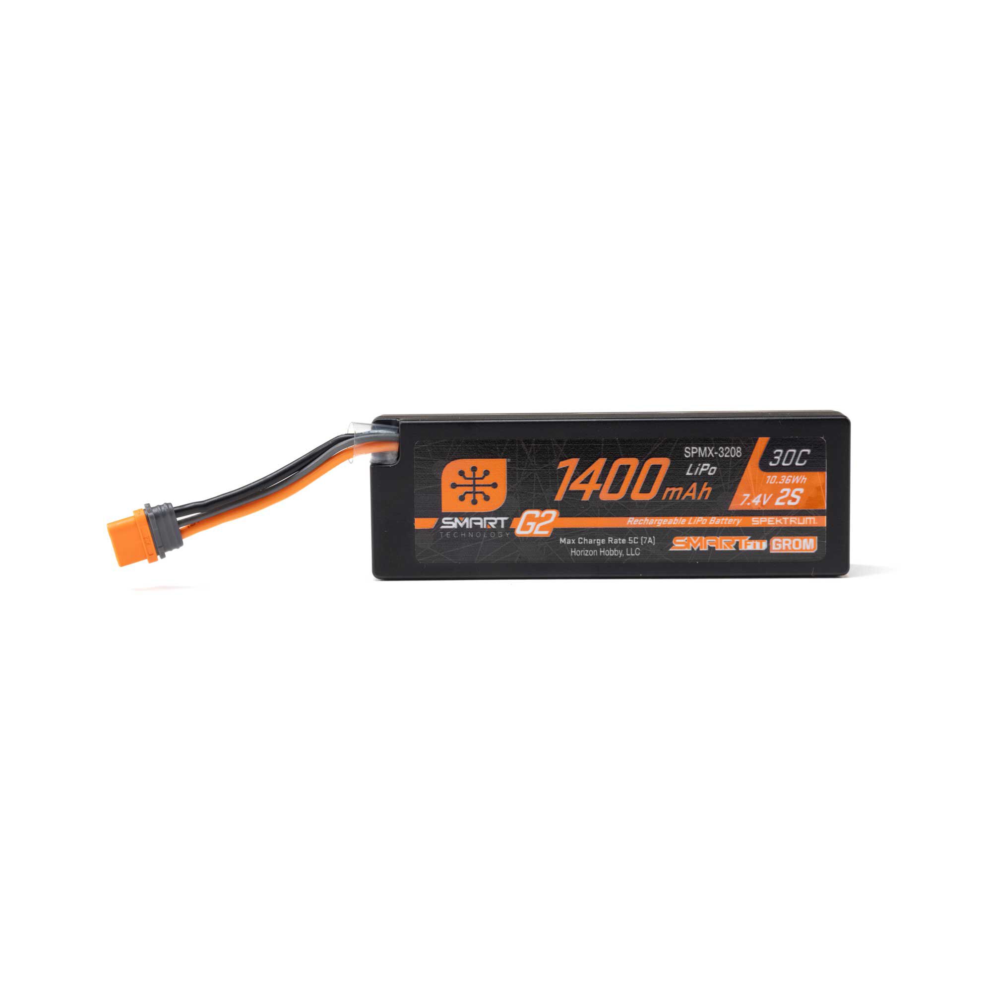 7.4V 1400mAh 2S 30C Smart G2 LiPo Battery: IC2 SmartFit Case-3