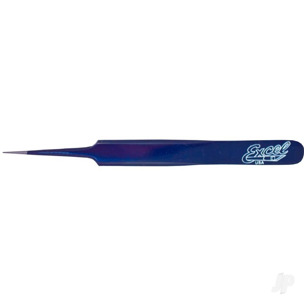 Straight Point Fine Point Tweezers, Blue (Carded)