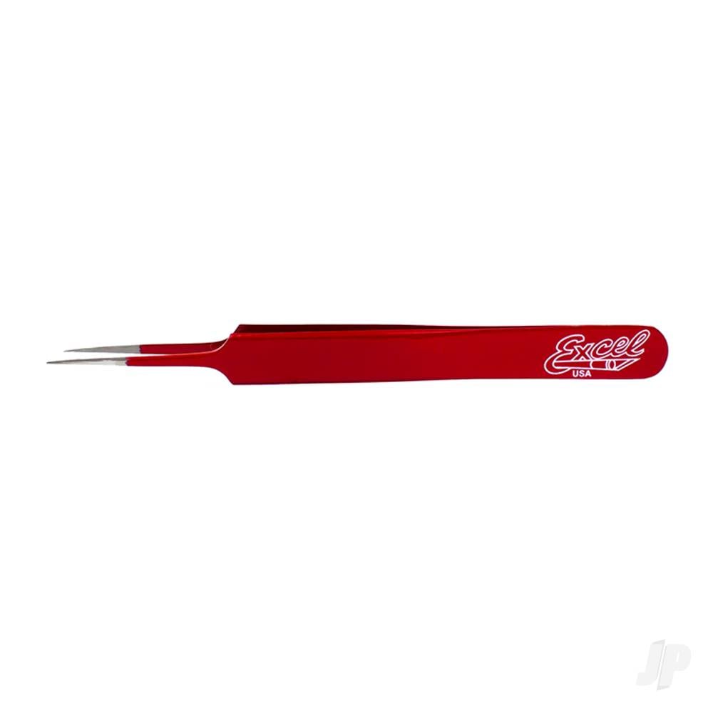 Straight Point Fine Point Tweezers, Red (Carded)-3